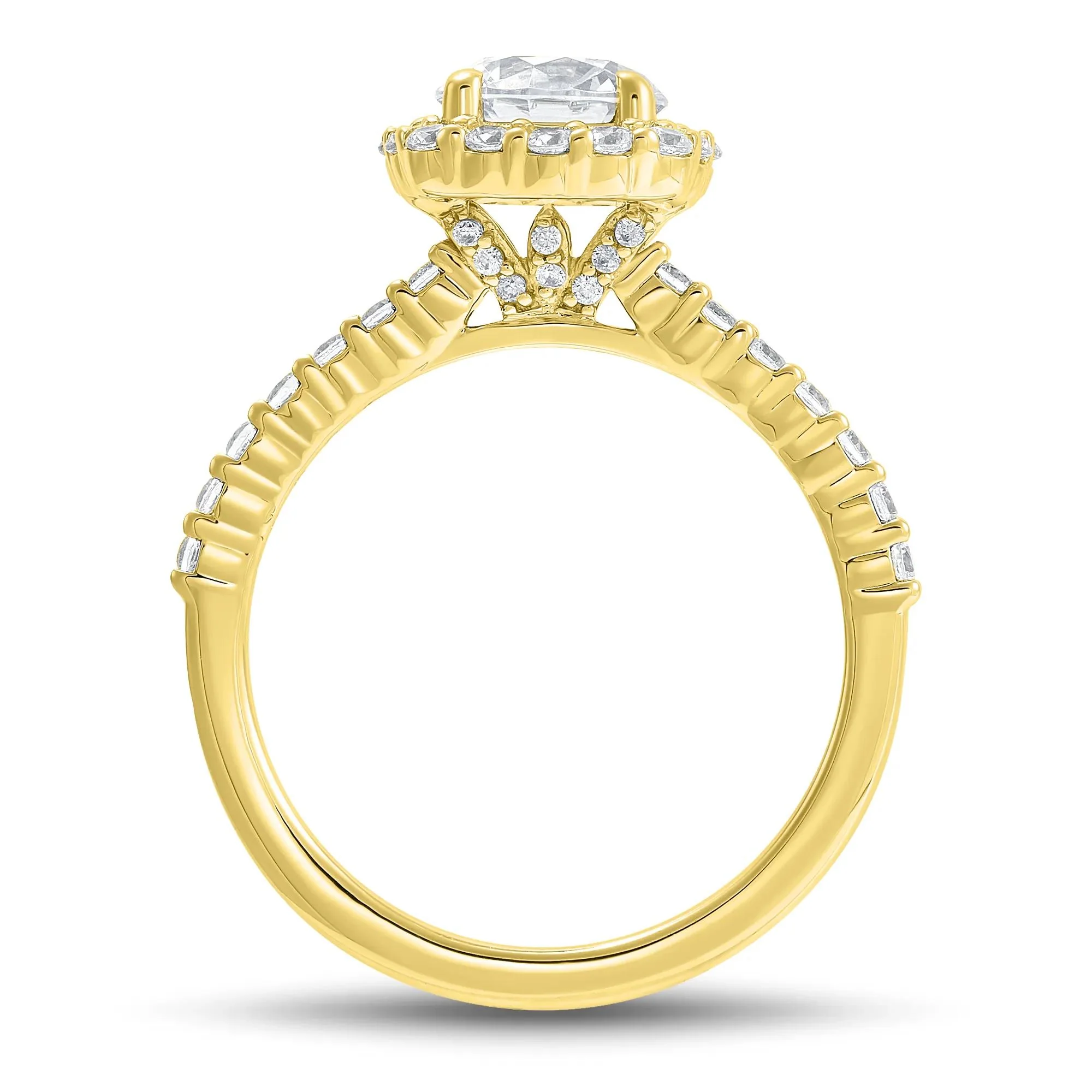 1 3/4 CT. Tw. Lab Grown Diamond Cushion Halo Engagement Ring 14K Yellow Gold Size 9 1mm - Image 2
