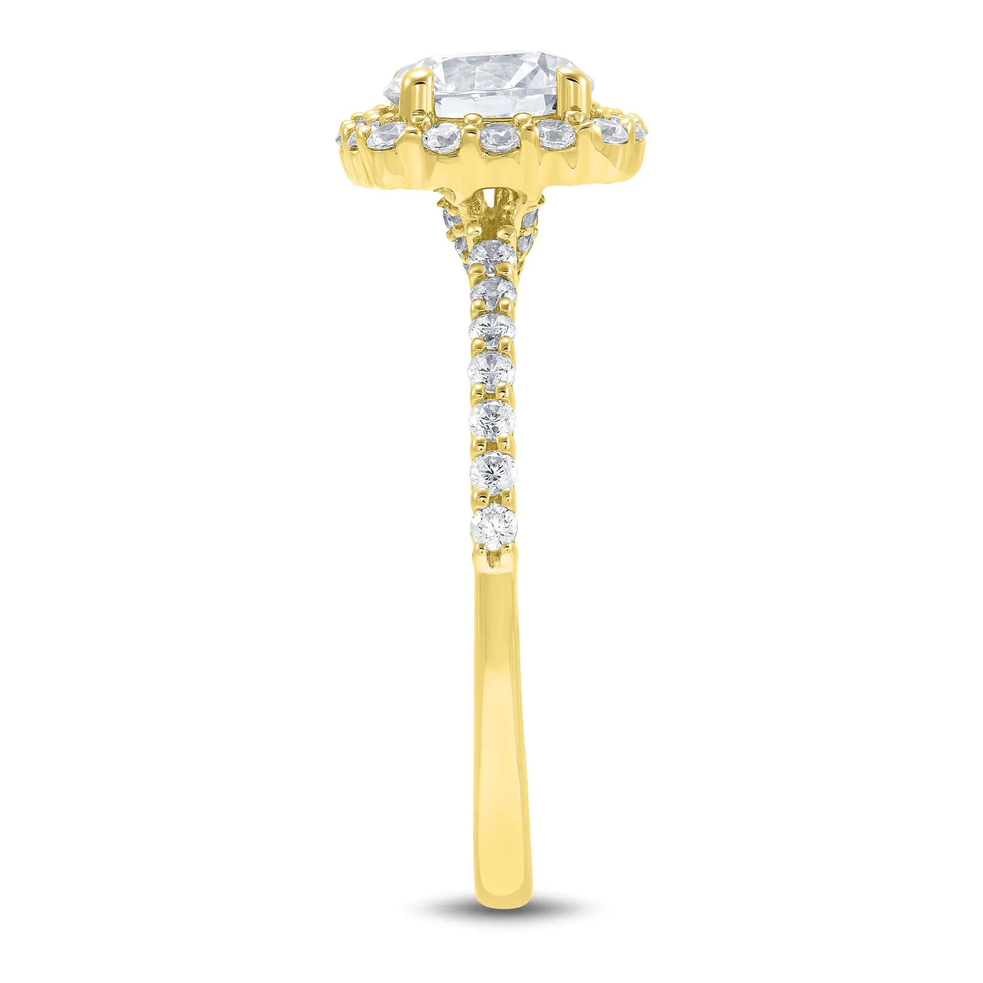 1 3/4 CT. Tw. Lab Grown Diamond Cushion Halo Engagement Ring 14K Yellow Gold Size 9 1mm - Image 3
