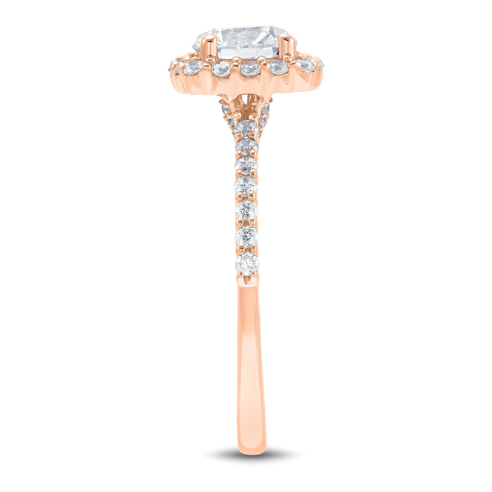 1 3/4 CT. Tw. Lab Grown Diamond Cushion Halo Engagement Ring 14K Rose Gold Size 5.5 1mm - Image 3