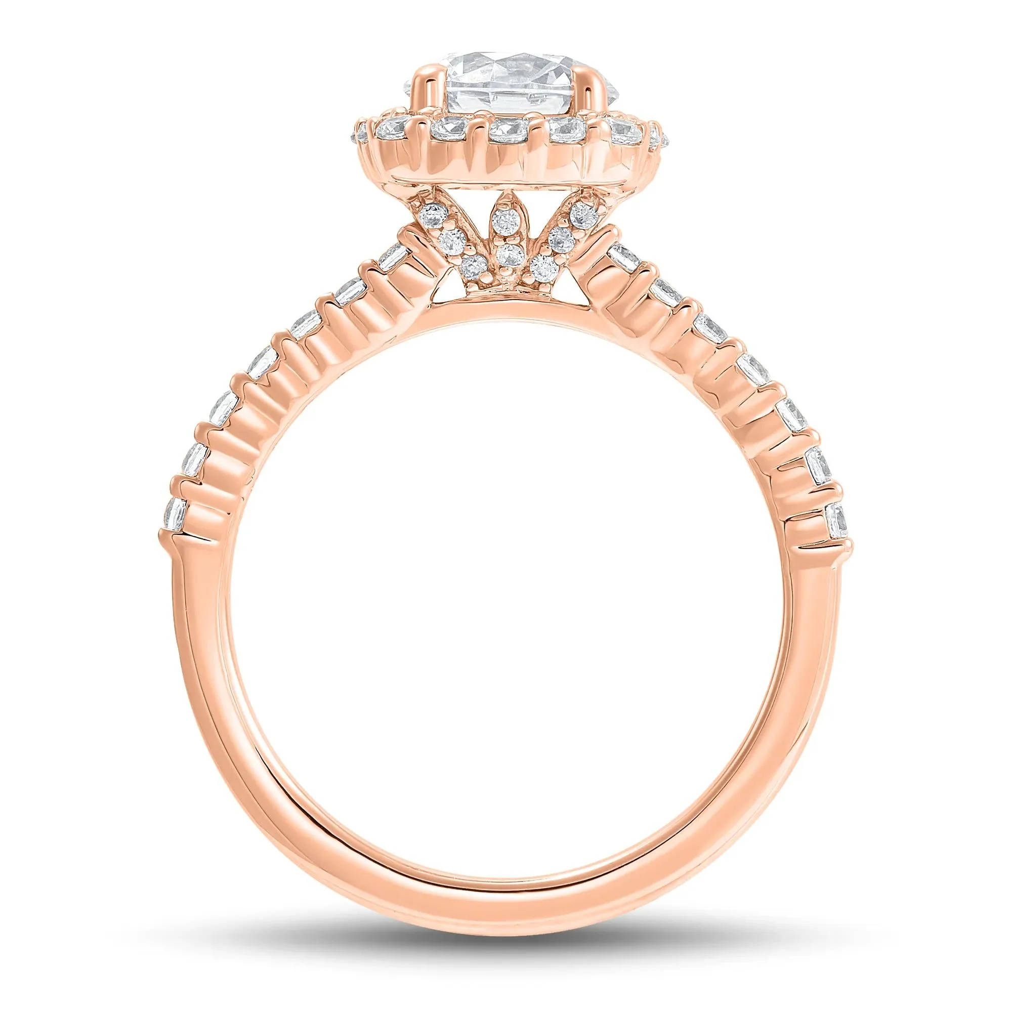 1 3/4 CT. Tw. Lab Grown Diamond Cushion Halo Engagement Ring 14K Rose Gold Size 9 1mm - Image 2