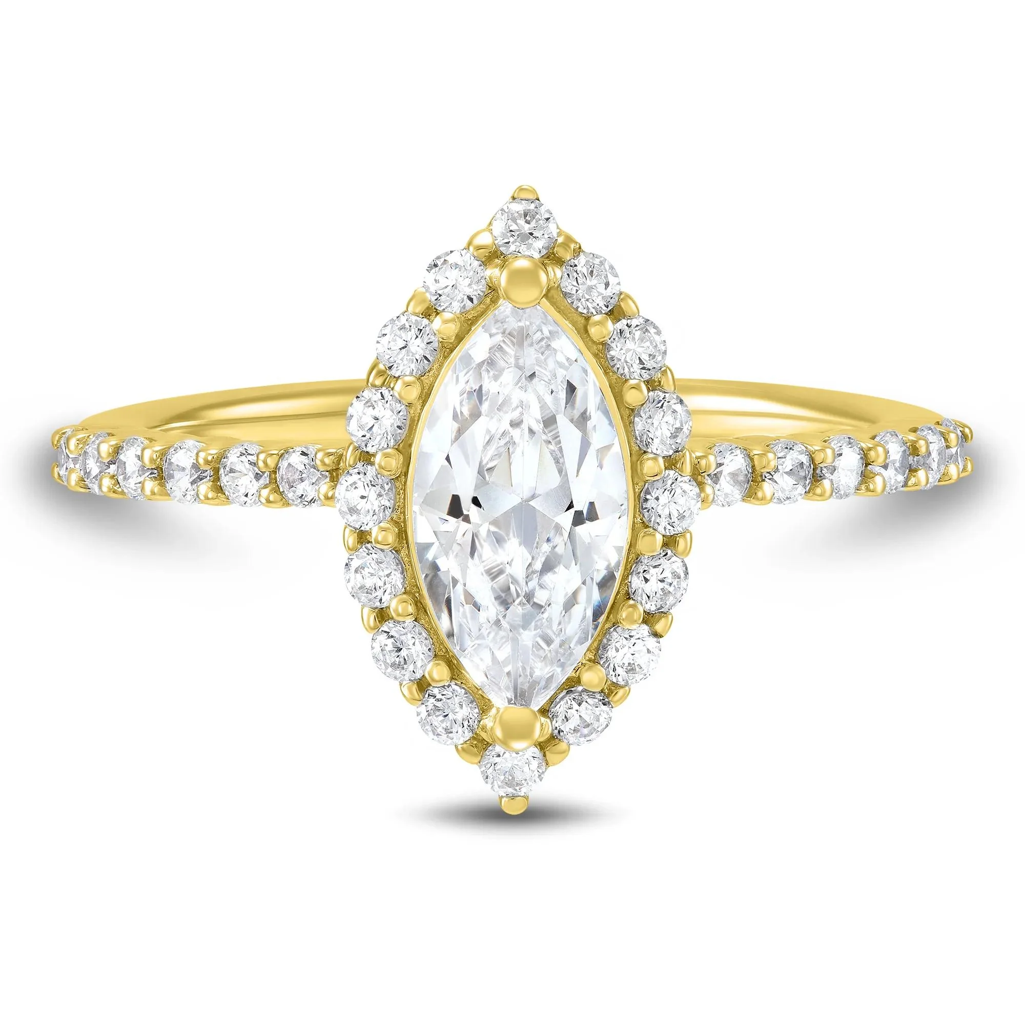 1 3/4 CT. Tw. Lab Grown Diamond Marquise Halo Engagement Ring 14K Yellow Gold Size 5 1mm