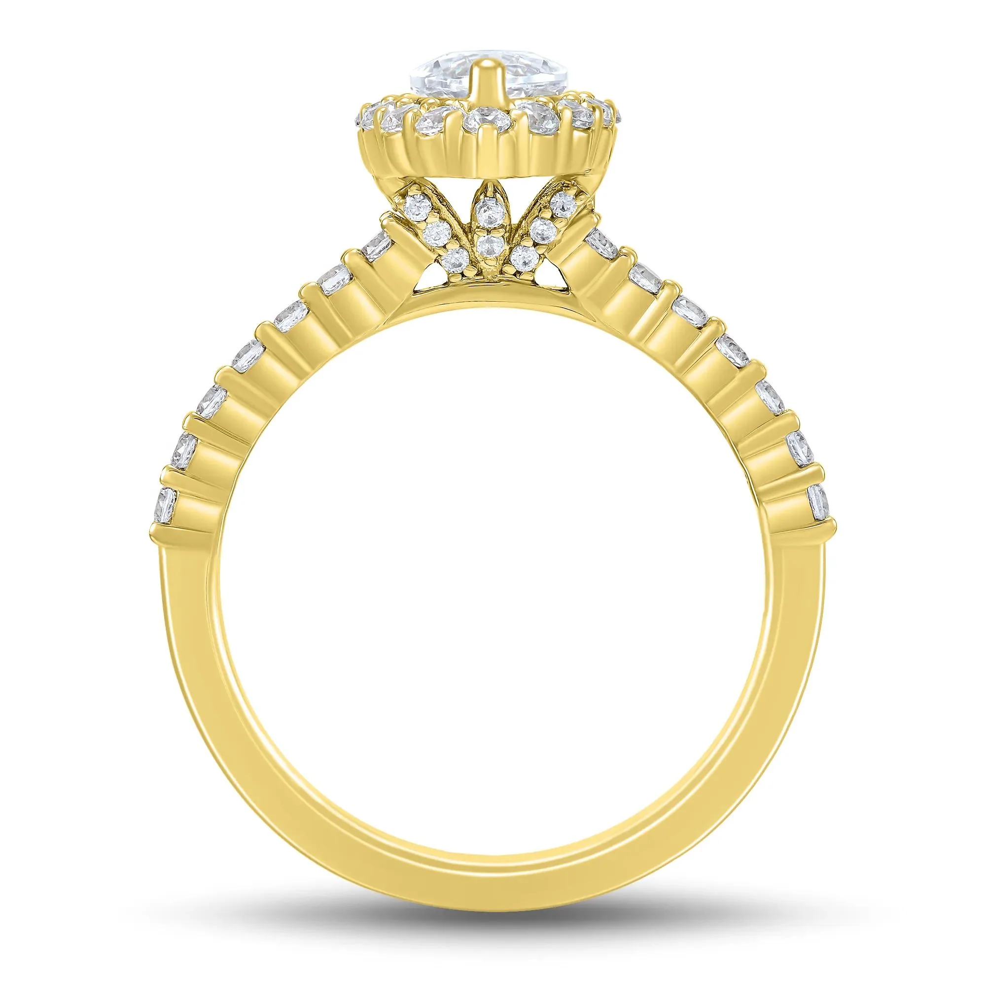 1 3/4 CT. Tw. Lab Grown Diamond Marquise Halo Engagement Ring 14K Yellow Gold Size 7 1mm - Image 3