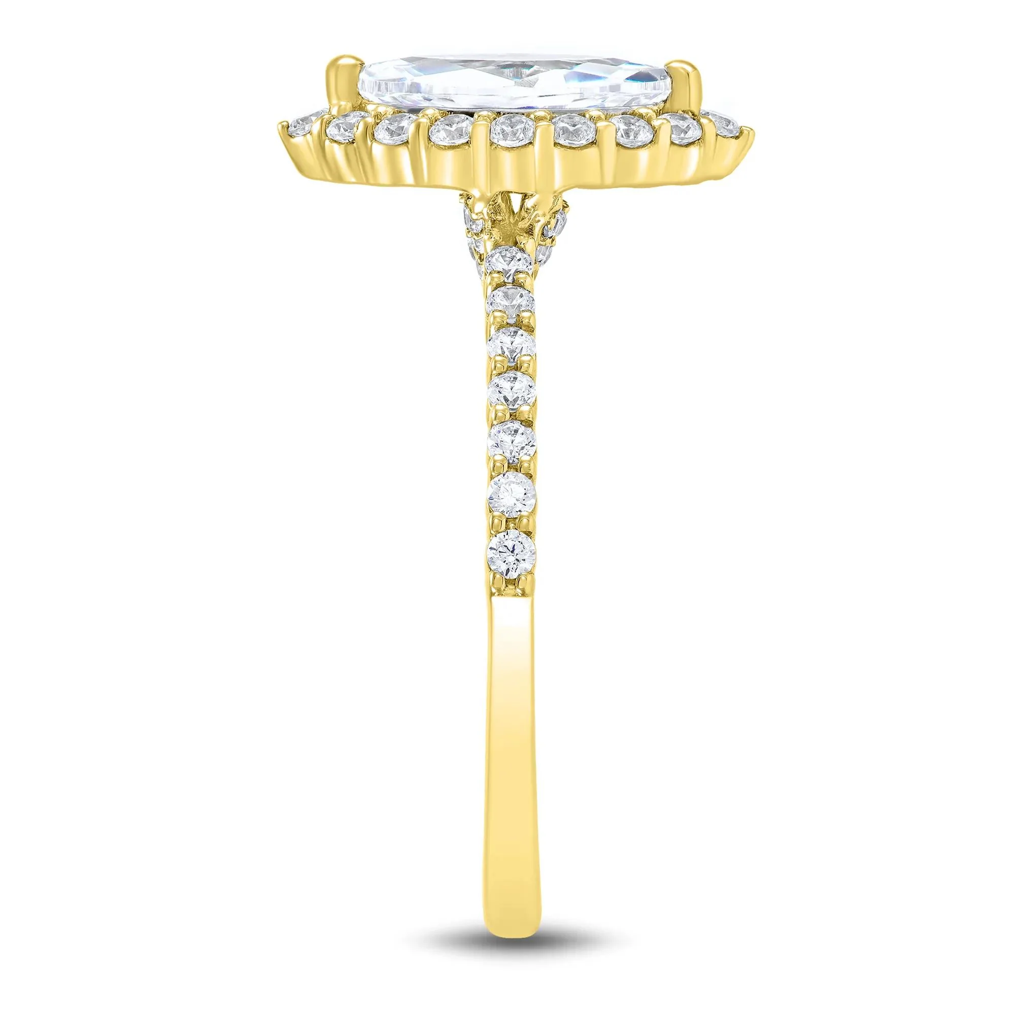 1 3/4 CT. Tw. Lab Grown Diamond Marquise Halo Engagement Ring 14K Yellow Gold Size 8.5 1mm - Image 2