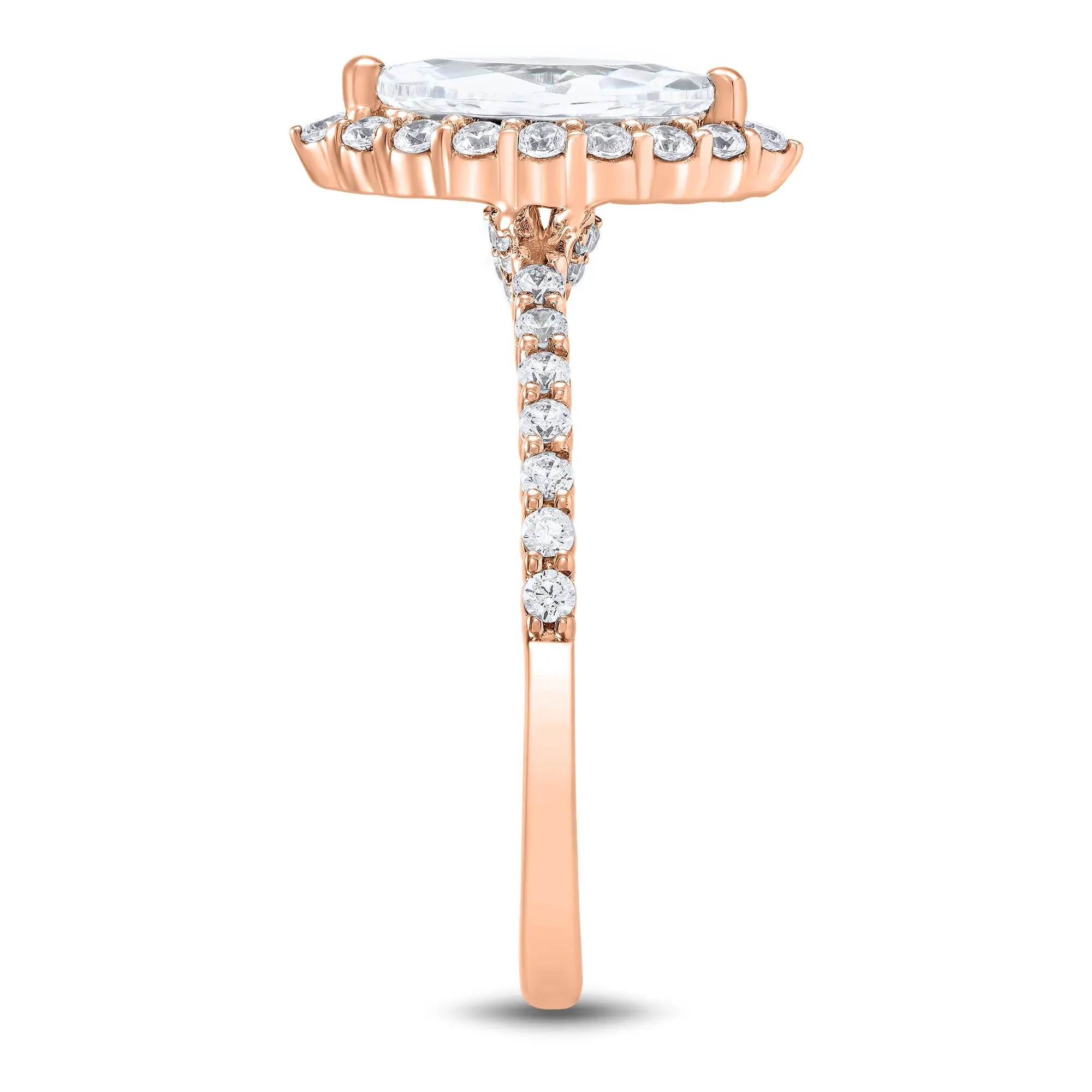 1 3/4 CT. Tw. Lab Grown Diamond Marquise Halo Engagement Ring 14K Rose Gold Size 6.5 1mm - Image 3
