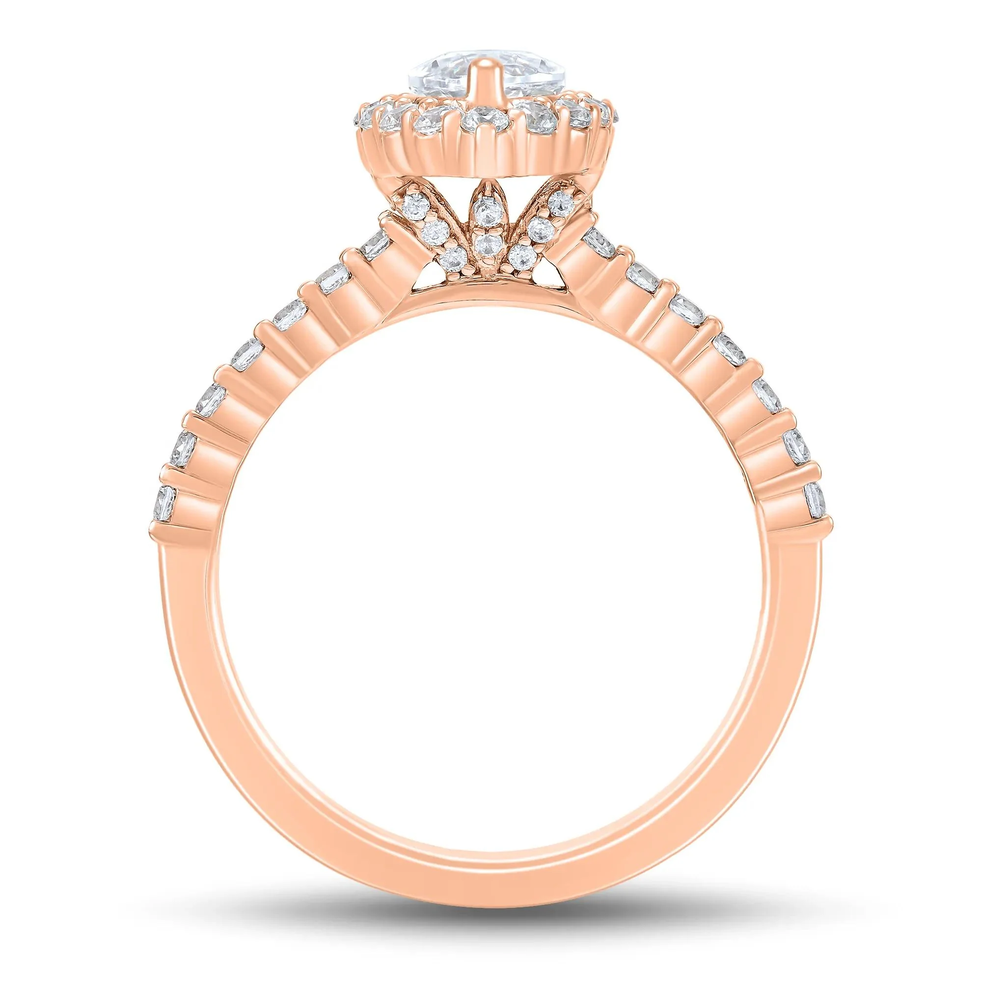1 3/4 CT. Tw. Lab Grown Diamond Marquise Halo Engagement Ring 14K Rose Gold Size 7 1mm - Image 2