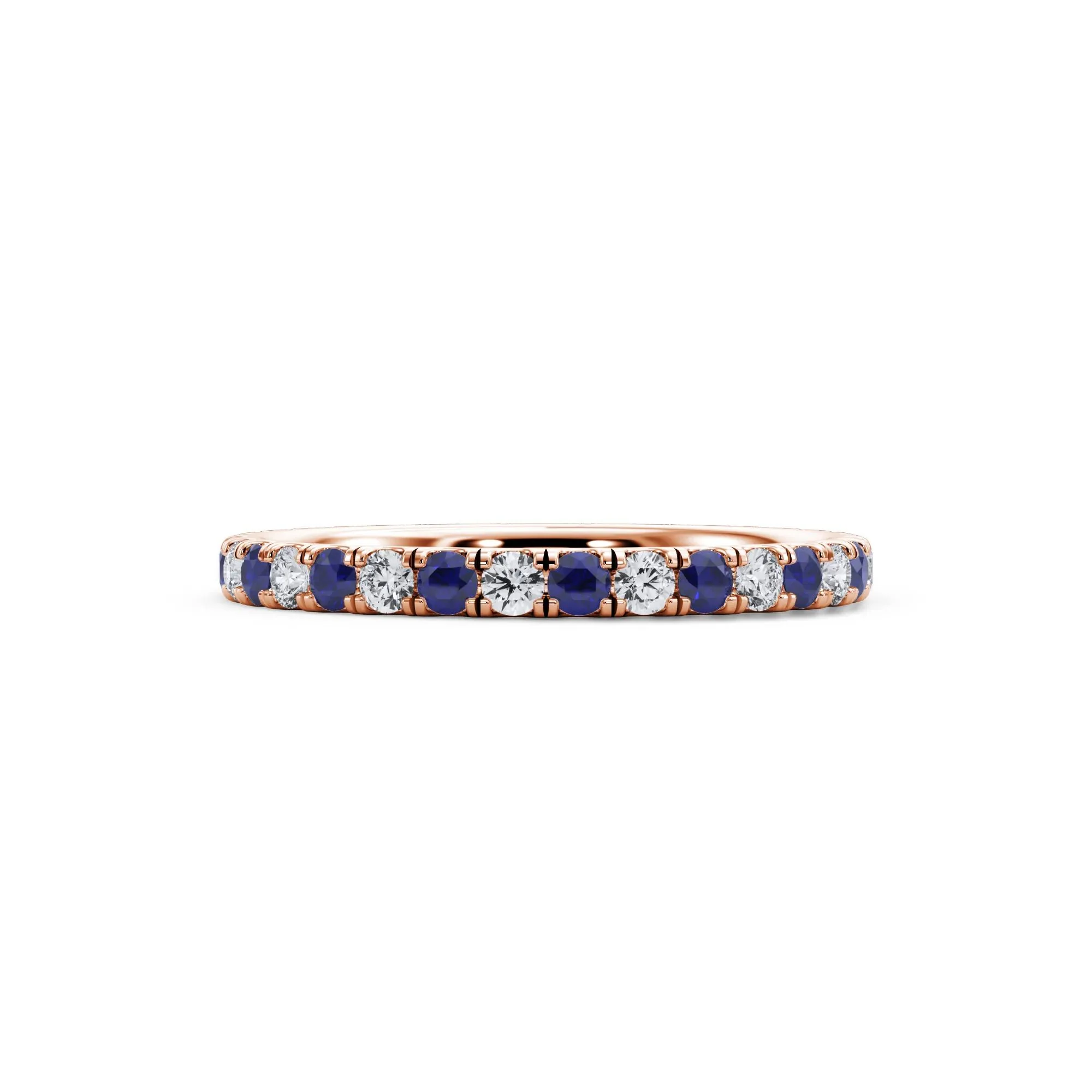 1/3 CT. Tw. Lab Grown Diamond & Lab-Created Sapphire Anniversary Band Ring 14K Rose Gold Size 5.5 3mm