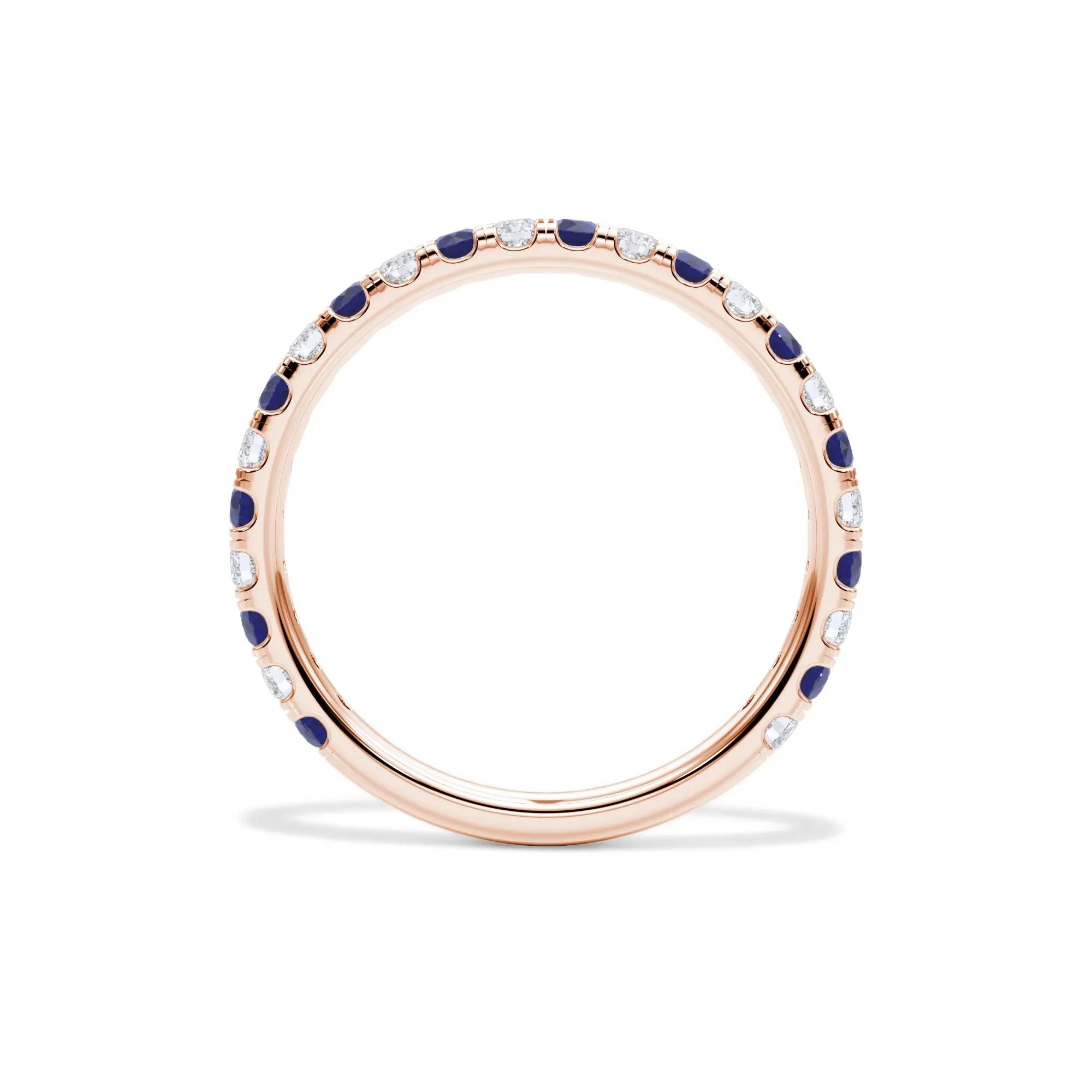1/3 CT. Tw. Lab Grown Diamond & Lab-Created Sapphire Anniversary Band Ring 14K Rose Gold Size 8.5 3mm - Image 2