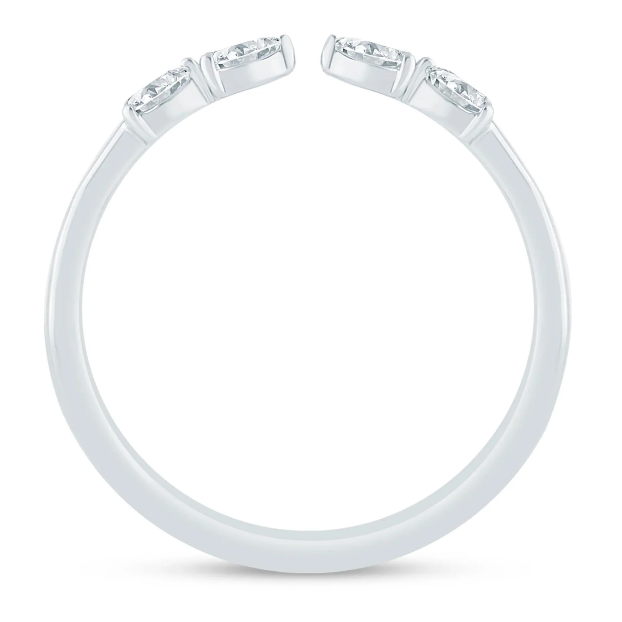 1/7 CT. Tw. Pear-Shaped Lab Grown Diamond Open Anniversary Band Ring 14K White Gold Size 5.5 2mm - Image 2