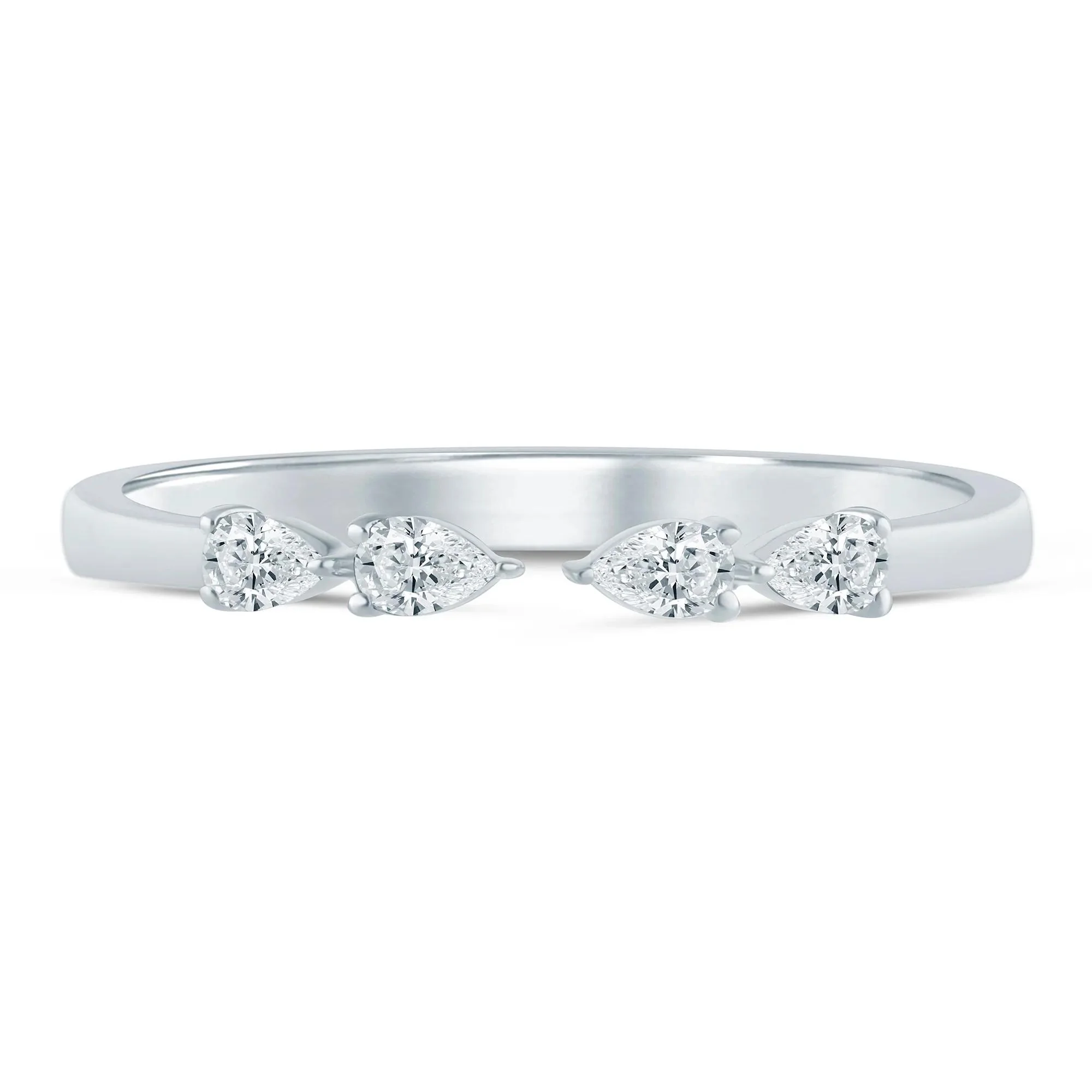 1/7 CT. Tw. Pear-Shaped Lab Grown Diamond Open Anniversary Band Ring 14K White Gold Size 9 2mm