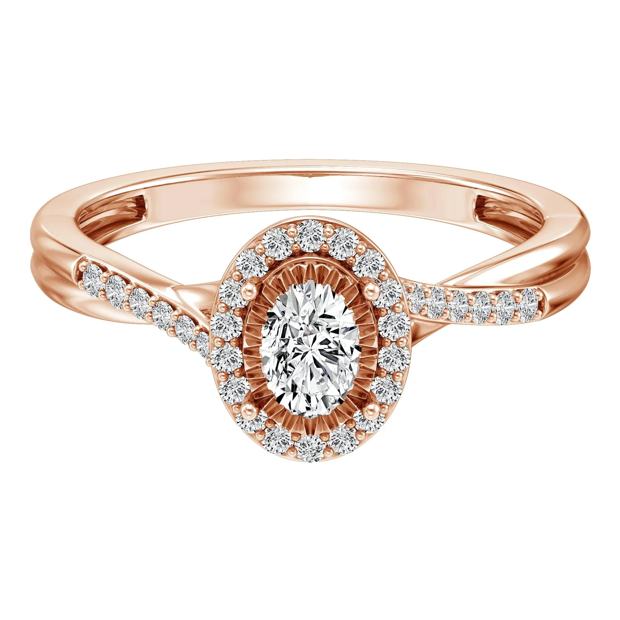 1/2 CT. Tw. Lab Grown Diamond Promise Ring 10K Rose Gold Size 6 1.5mm