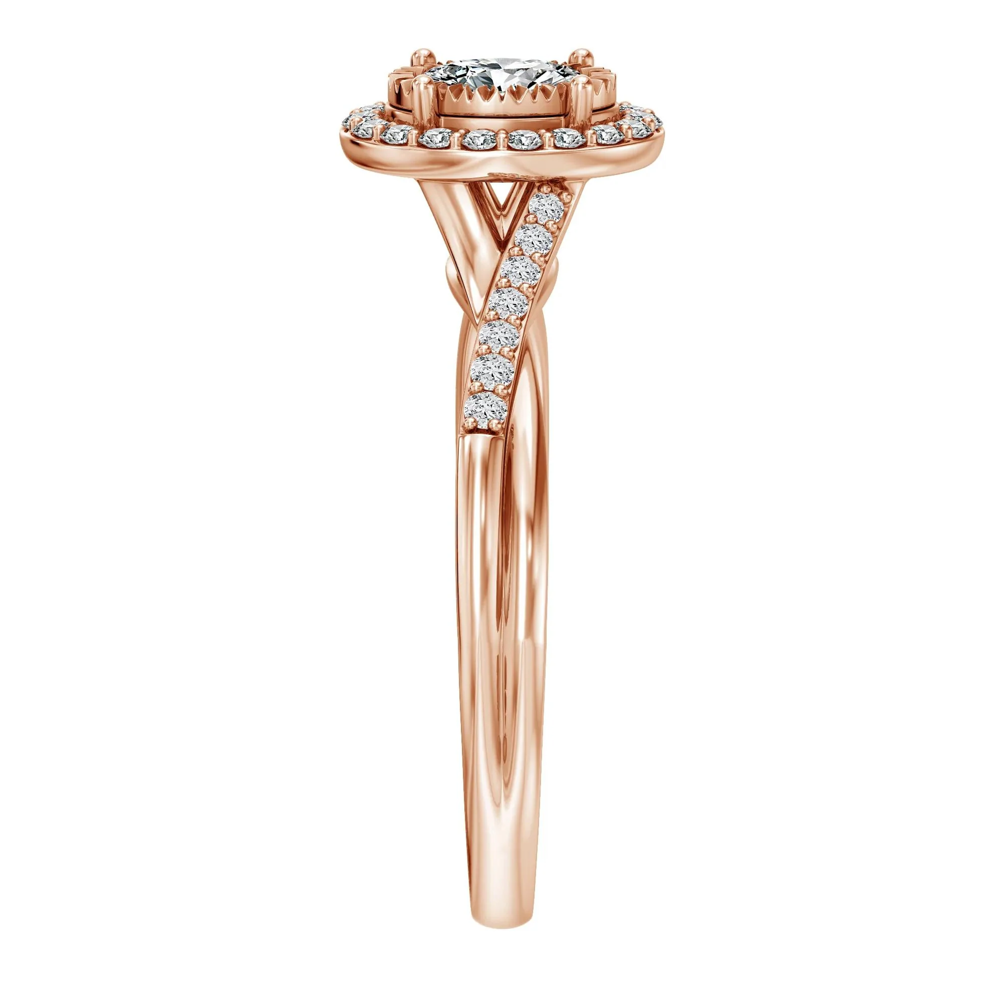 1/2 CT. Tw. Lab Grown Diamond Promise Ring 10K Rose Gold Size 6.5 1.5mm - Image 3
