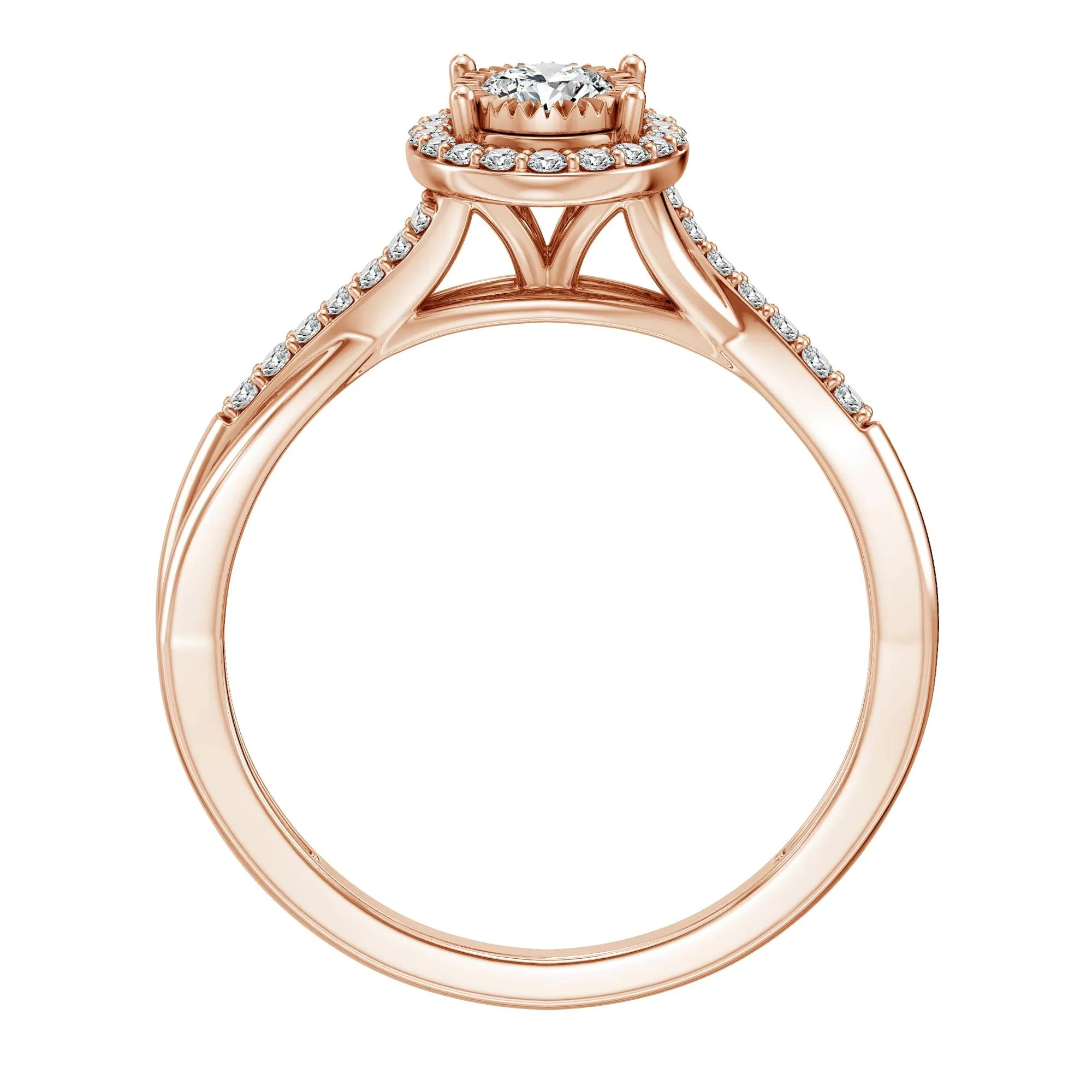 1/2 CT. Tw. Lab Grown Diamond Promise Ring 10K Rose Gold Size 8.5 1.5mm - Image 2
