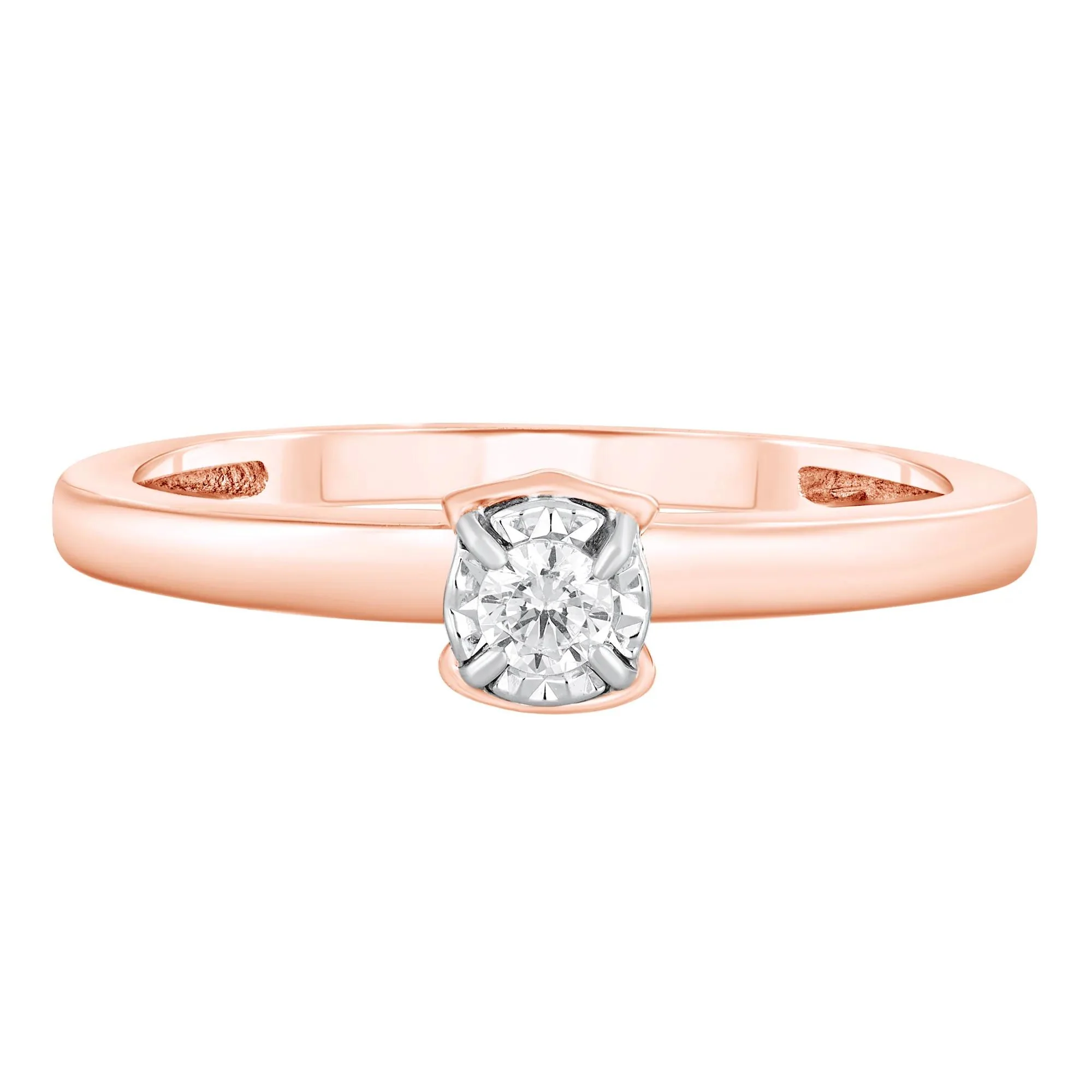 1/10 CT. Tw. Round Diamond Promise Ring with Illusion Setting 10K Rose Gold Size 7