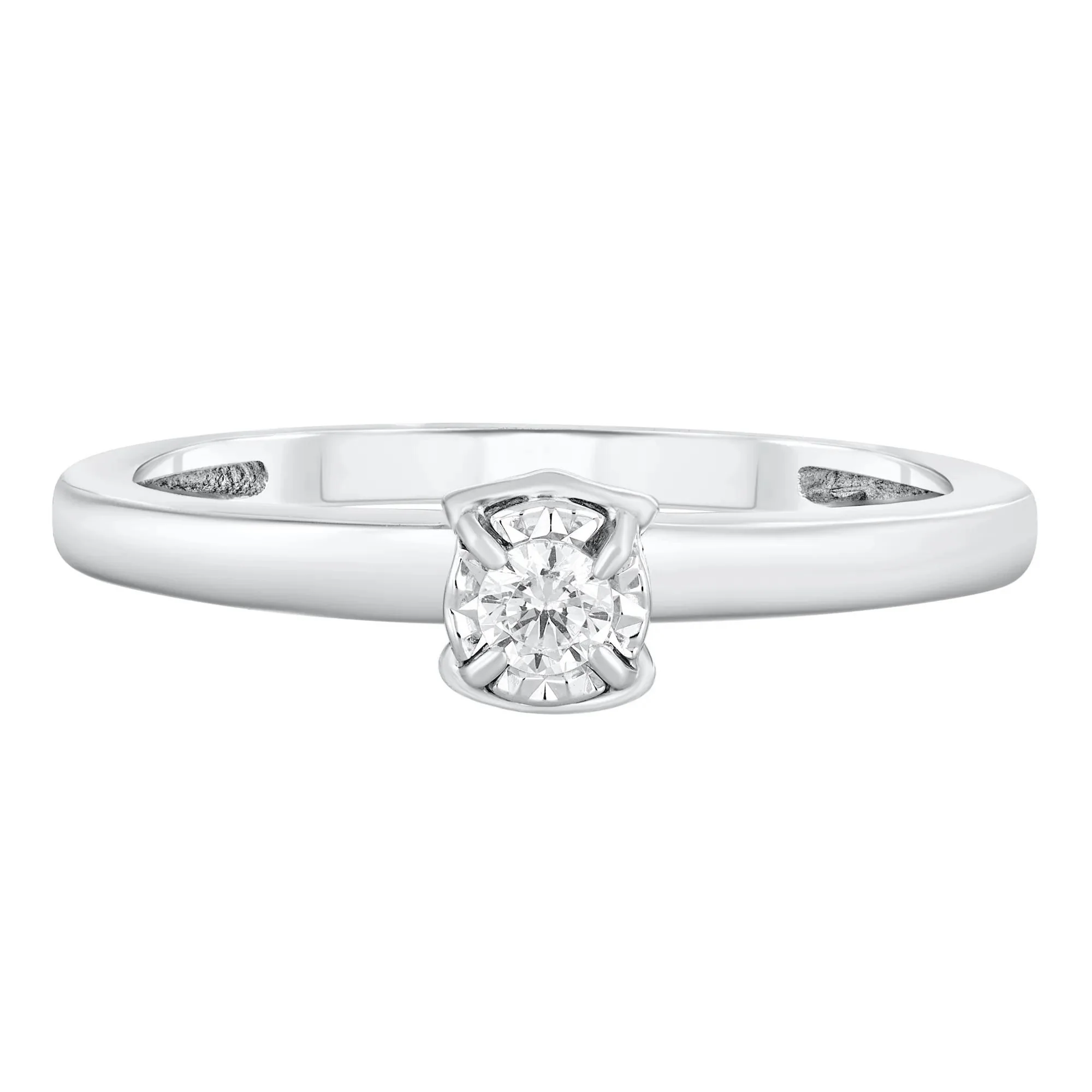 1/10 CT. Tw. Round Diamond Promise Ring with Illusion Setting 10K White Gold Size 7