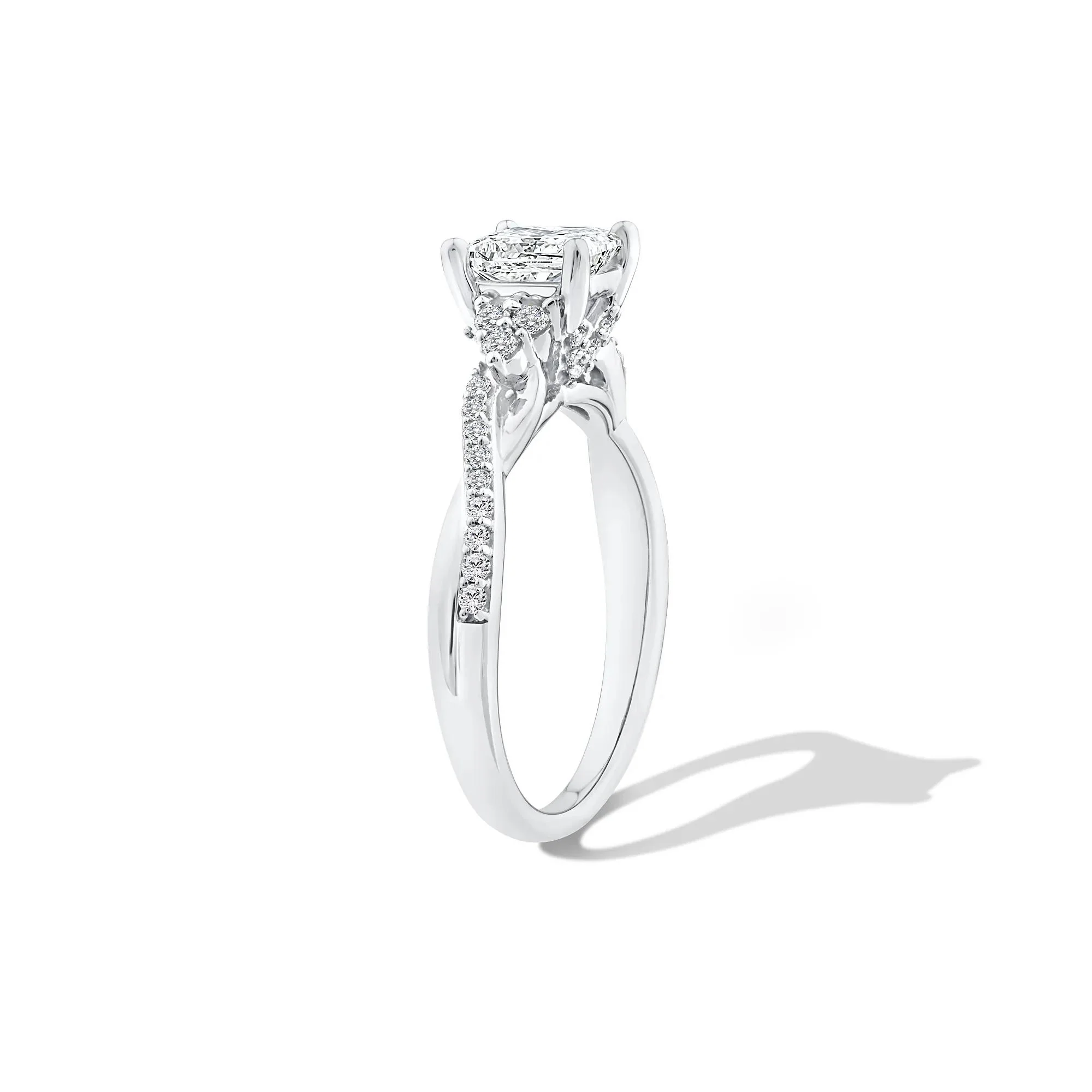1/4 CT. Tw. Lab Grown Diamond Princess-Cut Center Engagement Ring 10K White Gold Size 6.5 - Image 3