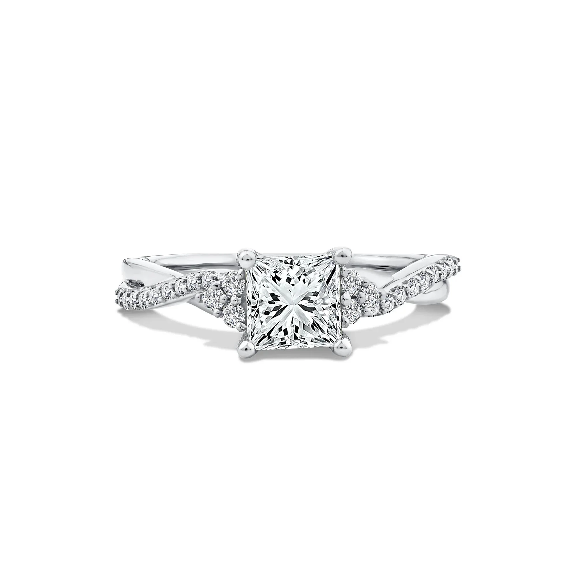 1/4 CT. Tw. Lab Grown Diamond Princess-Cut Center Engagement Ring 10K White Gold Size 7.5
