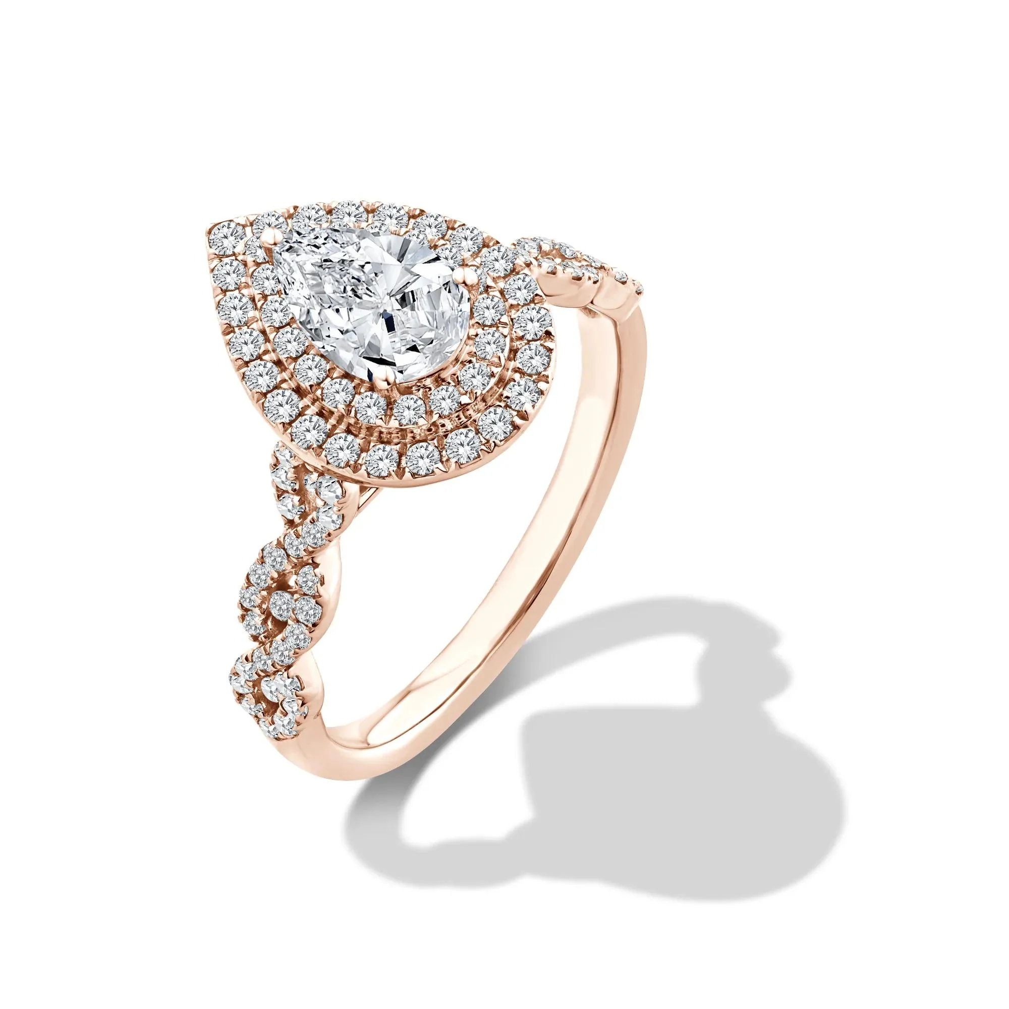 1/5 CT. Tw. Lab Grown Diamond Pear-Shaped Center Halo Engagement Ring 10K Rose Gold Size 6.5 - Image 4