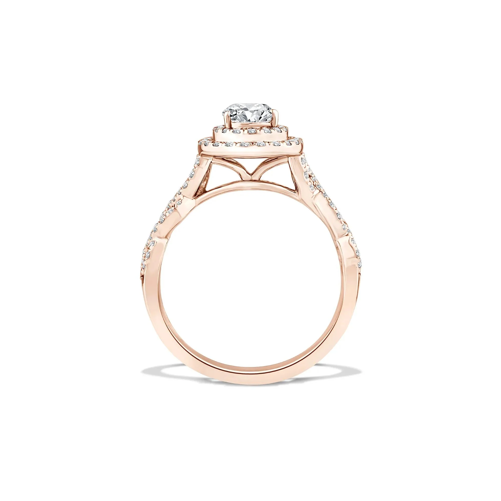 1/5 CT. Tw. Lab Grown Diamond Pear-Shaped Center Halo Engagement Ring 10K Rose Gold Size 7.5 - Image 2