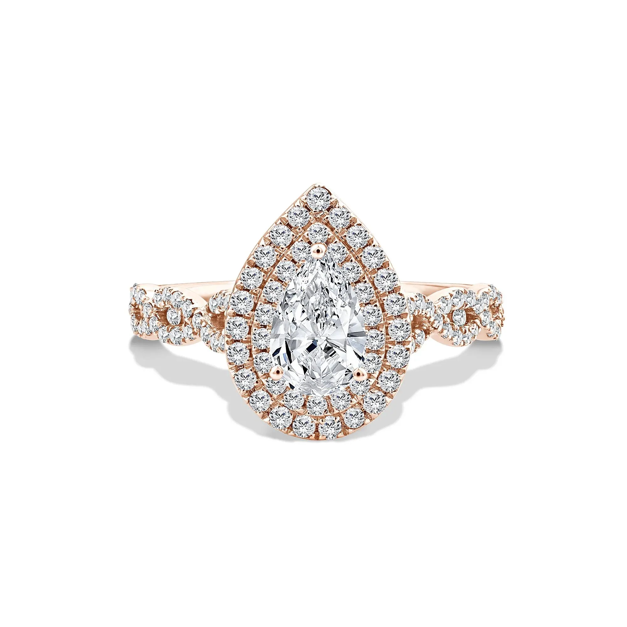 1/5 CT. Tw. Lab Grown Diamond Pear-Shaped Center Halo Engagement Ring 10K Rose Gold Size 8.5