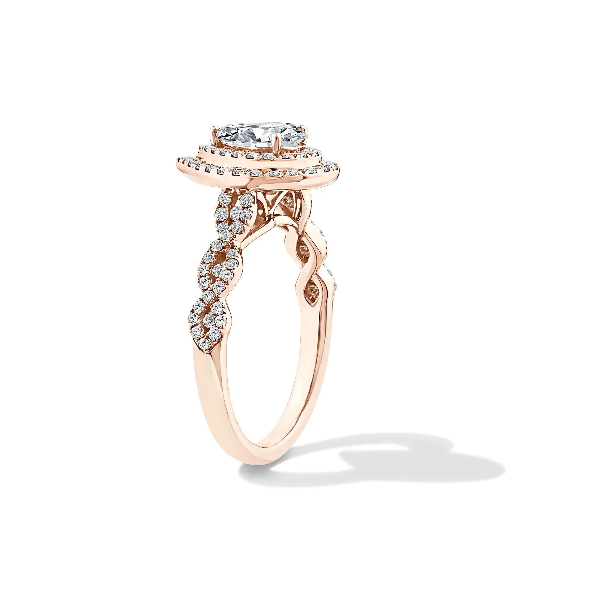 1/5 CT. Tw. Lab Grown Diamond Pear-Shaped Center Halo Engagement Ring 10K Rose Gold Size 9 - Image 3