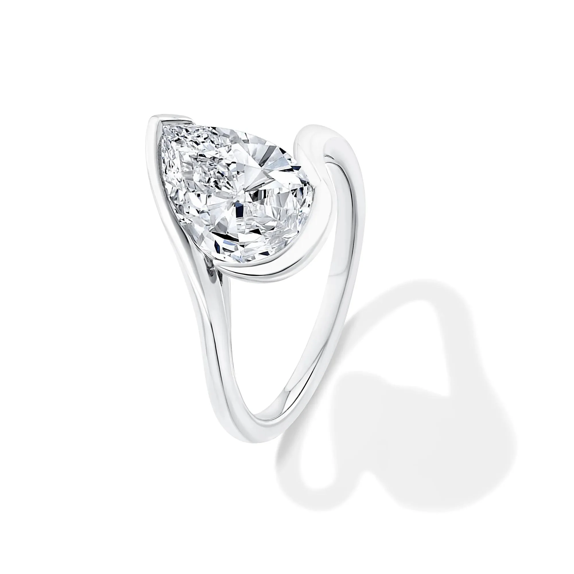 Lab Grown Diamond Pear-Shaped Solitaire Engagement Ring 14K White Gold (3 CT.) Size 8 - Image 4