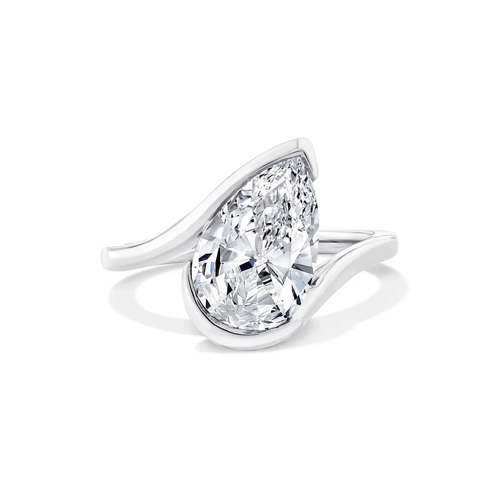 Lab Grown Diamond Pear-Shaped Solitaire Engagement Ring 14K White Gold (3 CT.) Size 9