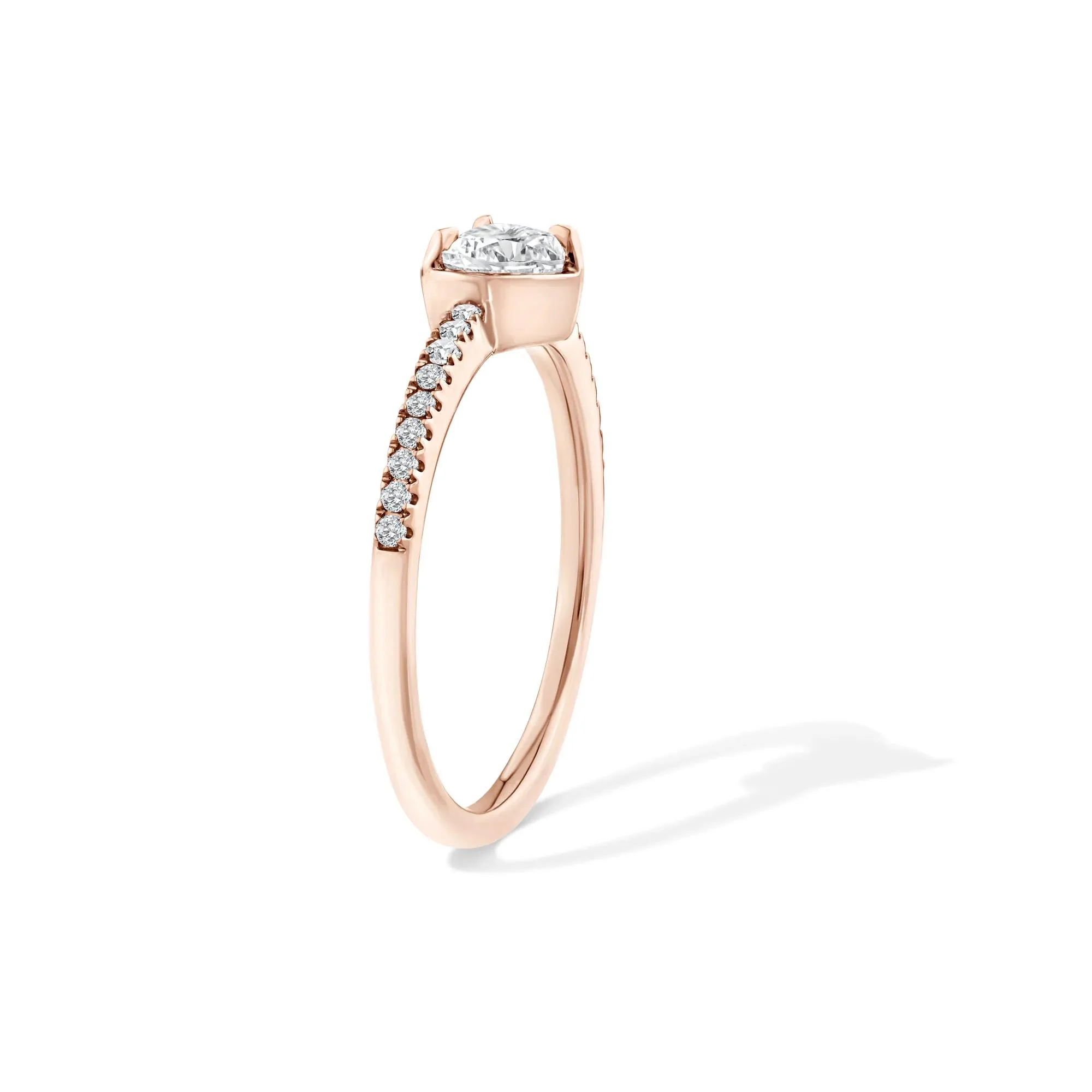 1/2 CT. Tw. Lab Grown Diamond Heart Center Promise Ring 10K Rose Gold Size 6 - Image 3