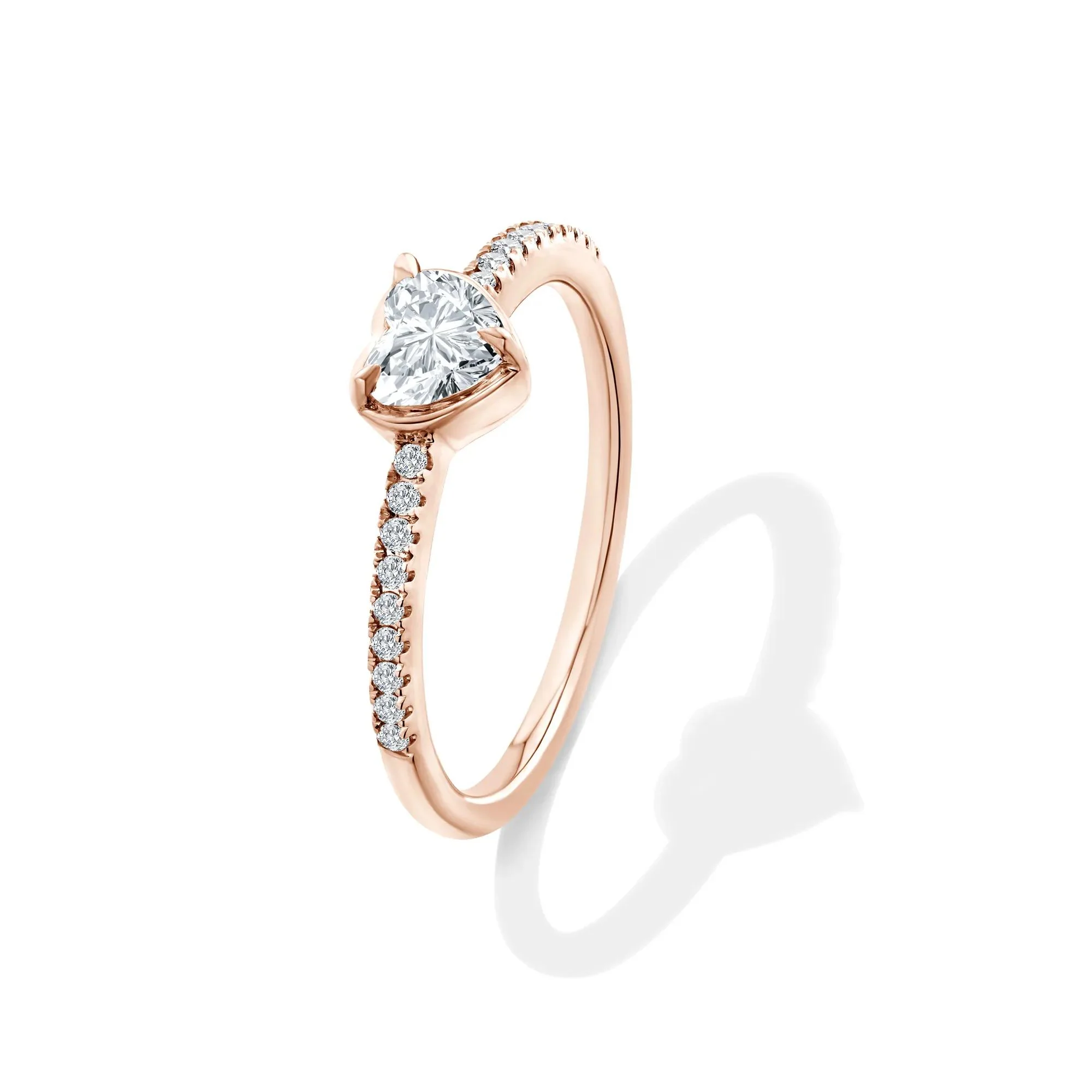 1/2 CT. Tw. Lab Grown Diamond Heart Center Promise Ring 10K Rose Gold Size 7.5 - Image 4