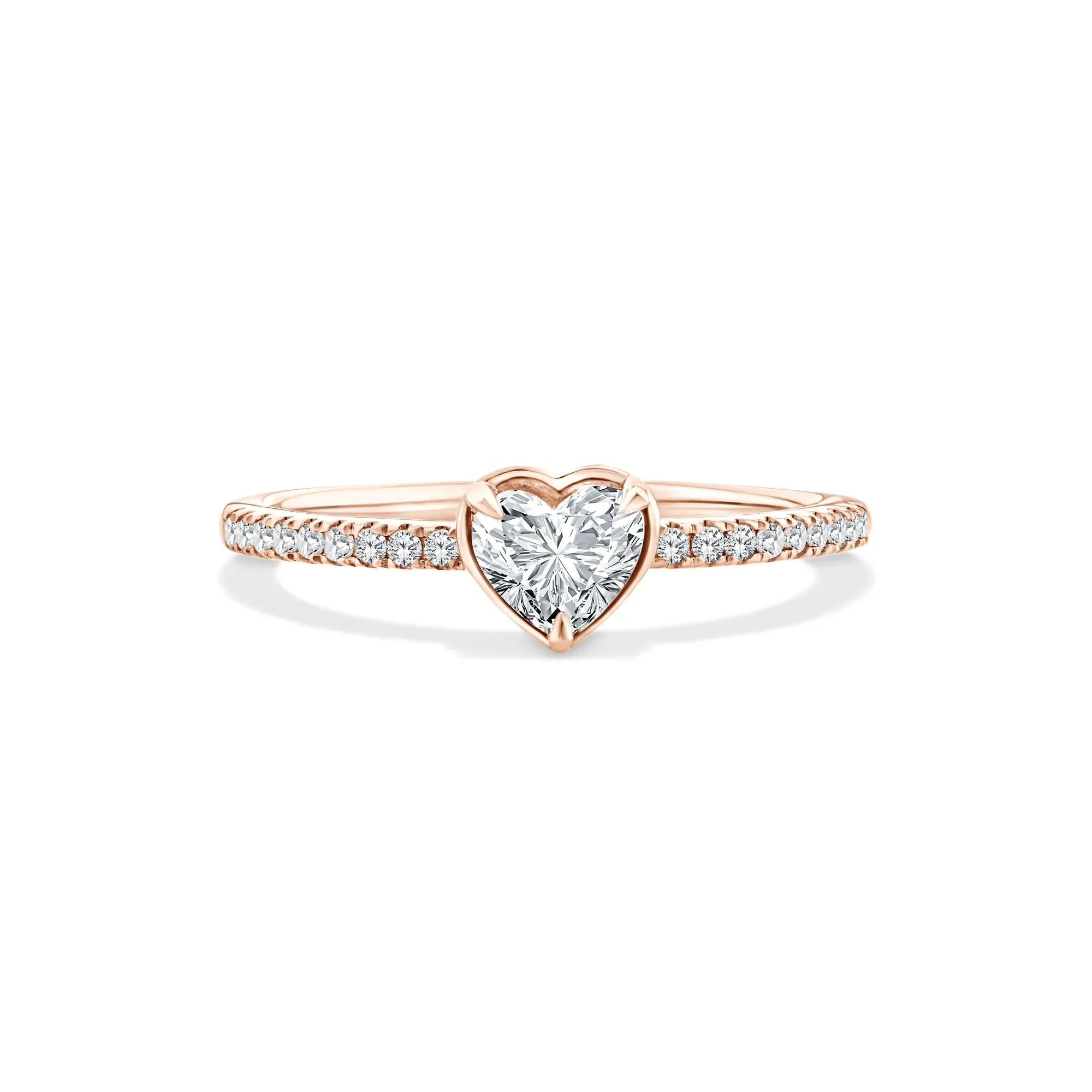 1/2 CT. Tw. Lab Grown Diamond Heart Center Promise Ring 10K Rose Gold Size 8