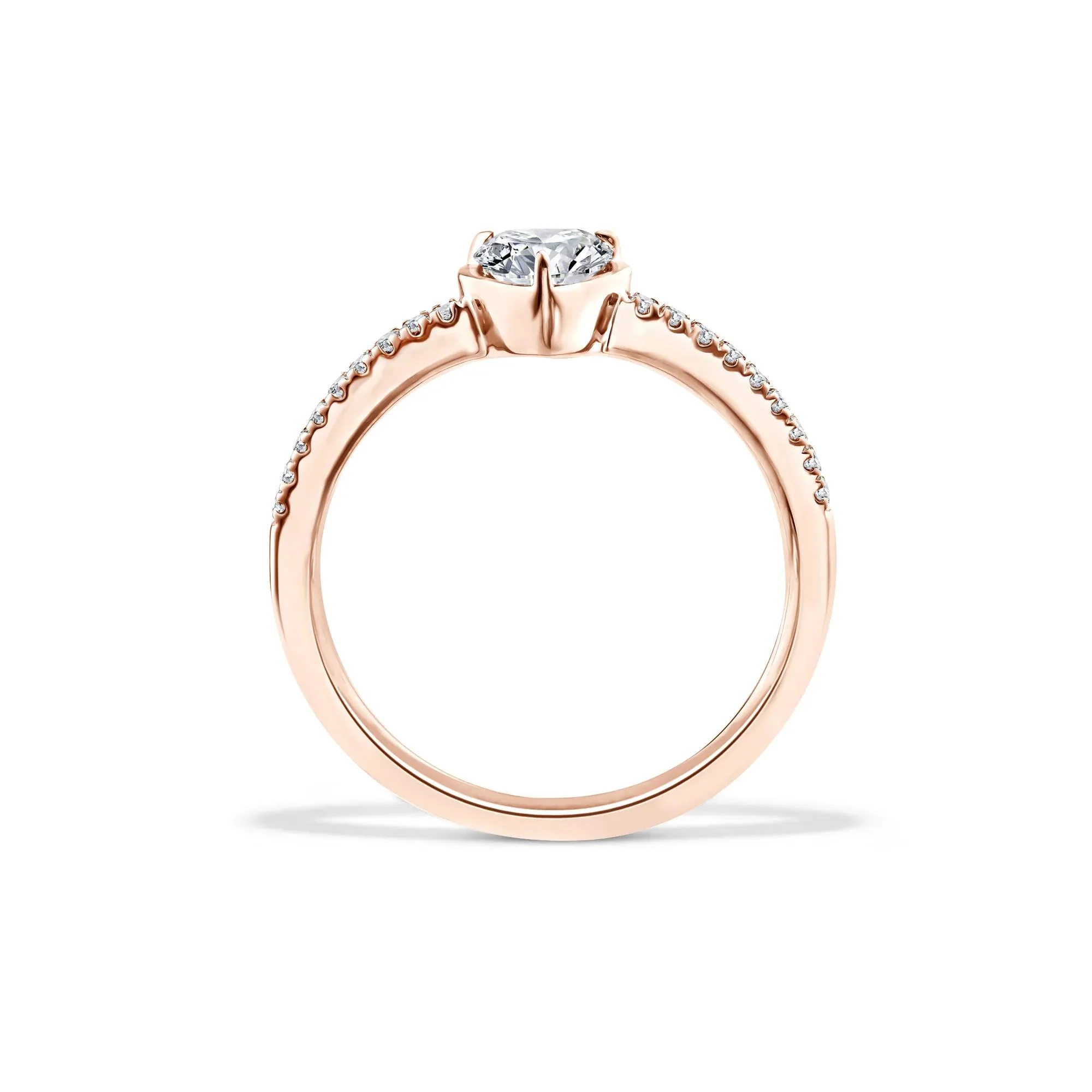 1/2 CT. Tw. Lab Grown Diamond Heart Center Promise Ring 10K Rose Gold Size 9 - Image 2