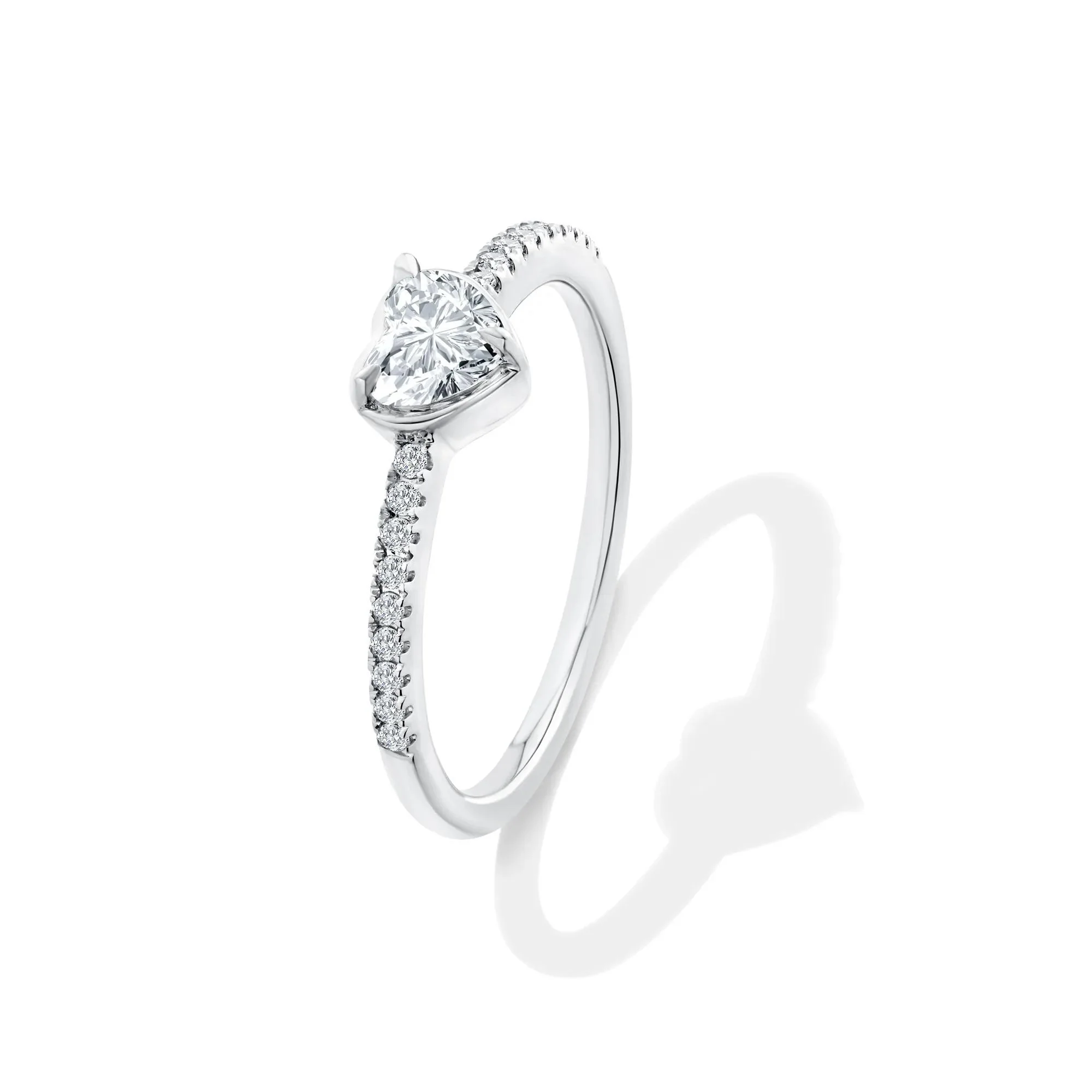 1/2 CT. Tw. Lab Grown Diamond Heart Center Promise Ring 10K White Gold Size 6.5 - Image 4