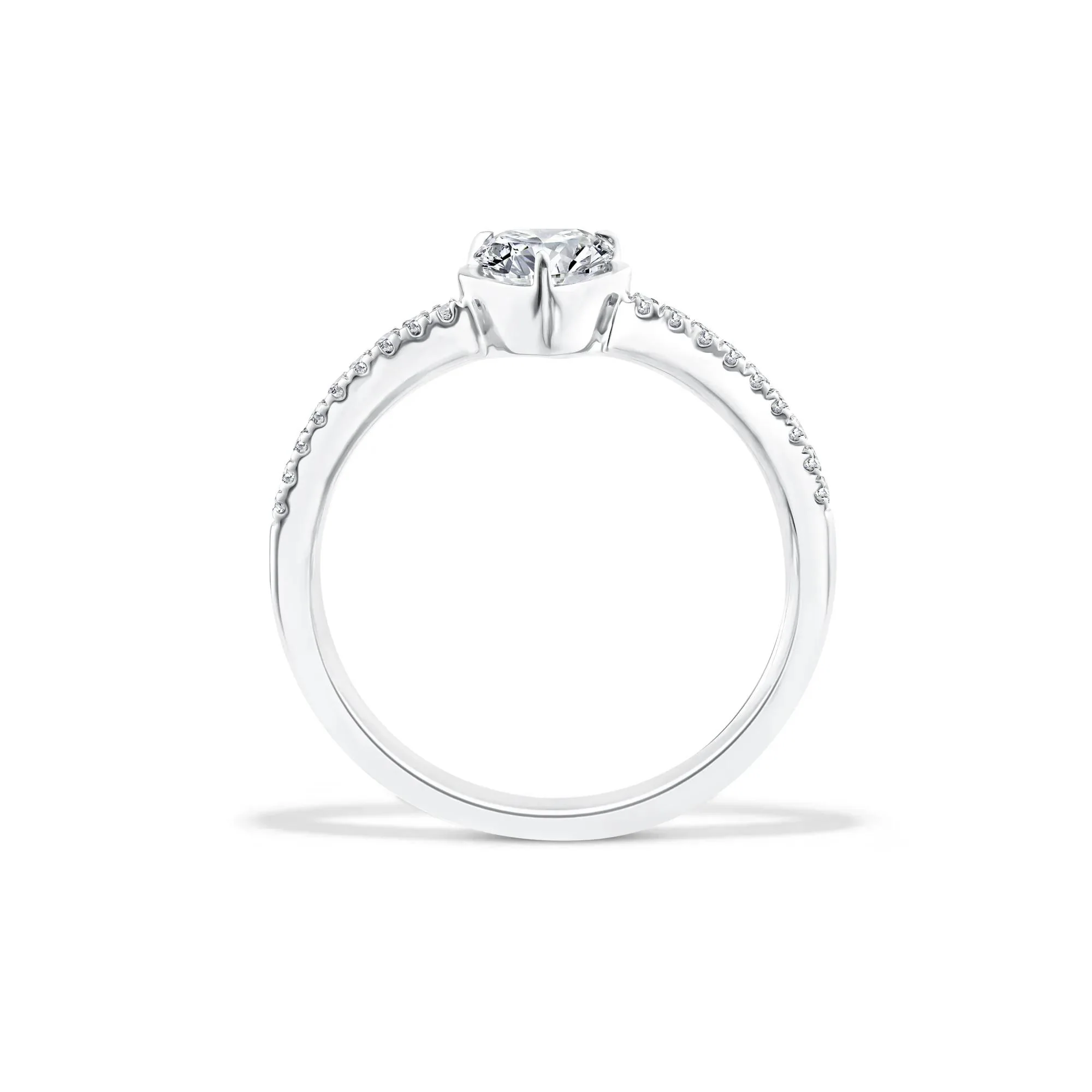 1/2 CT. Tw. Lab Grown Diamond Heart Center Promise Ring 10K White Gold Size 8 - Image 2