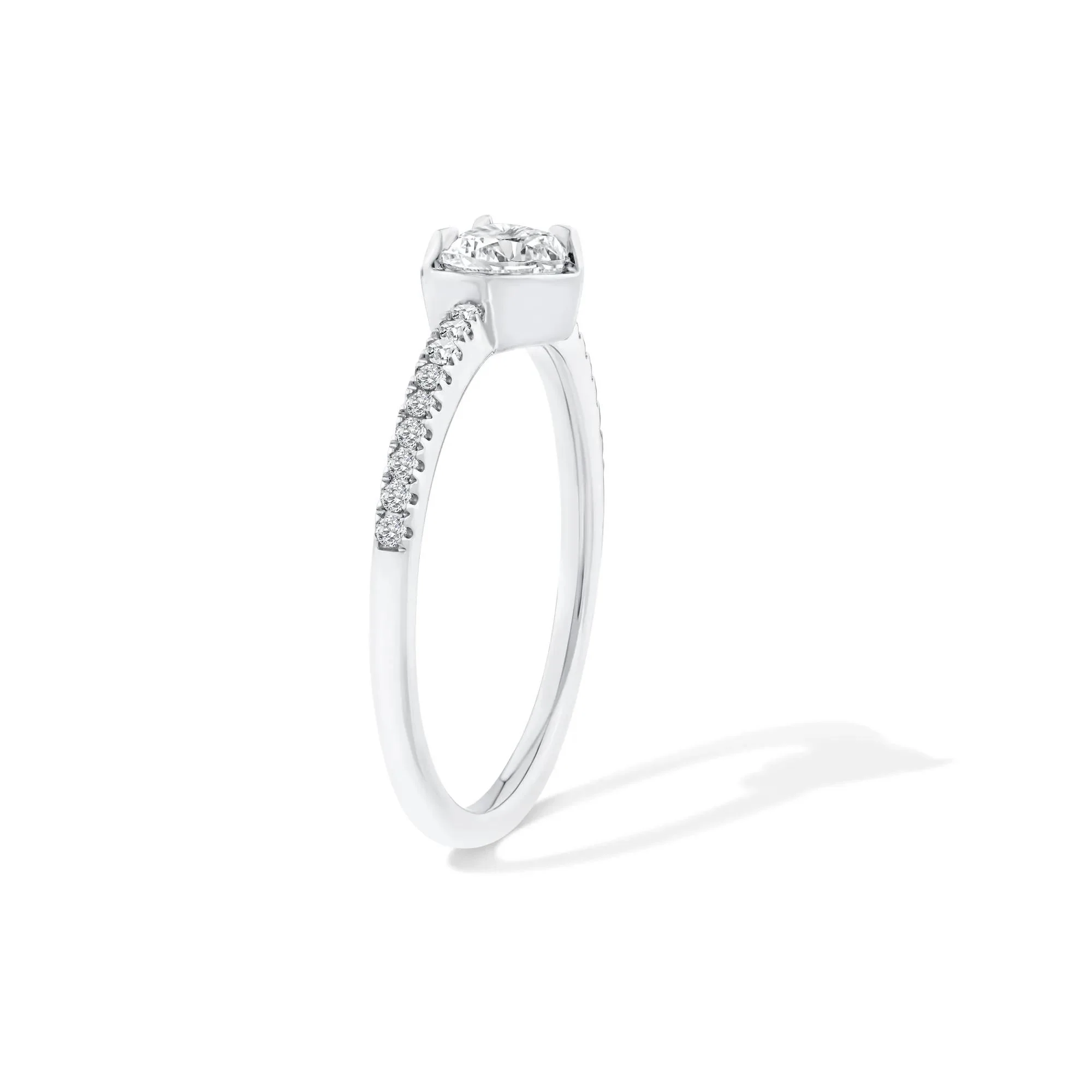 1/2 CT. Tw. Lab Grown Diamond Heart Center Promise Ring 10K White Gold Size 8 - Image 3