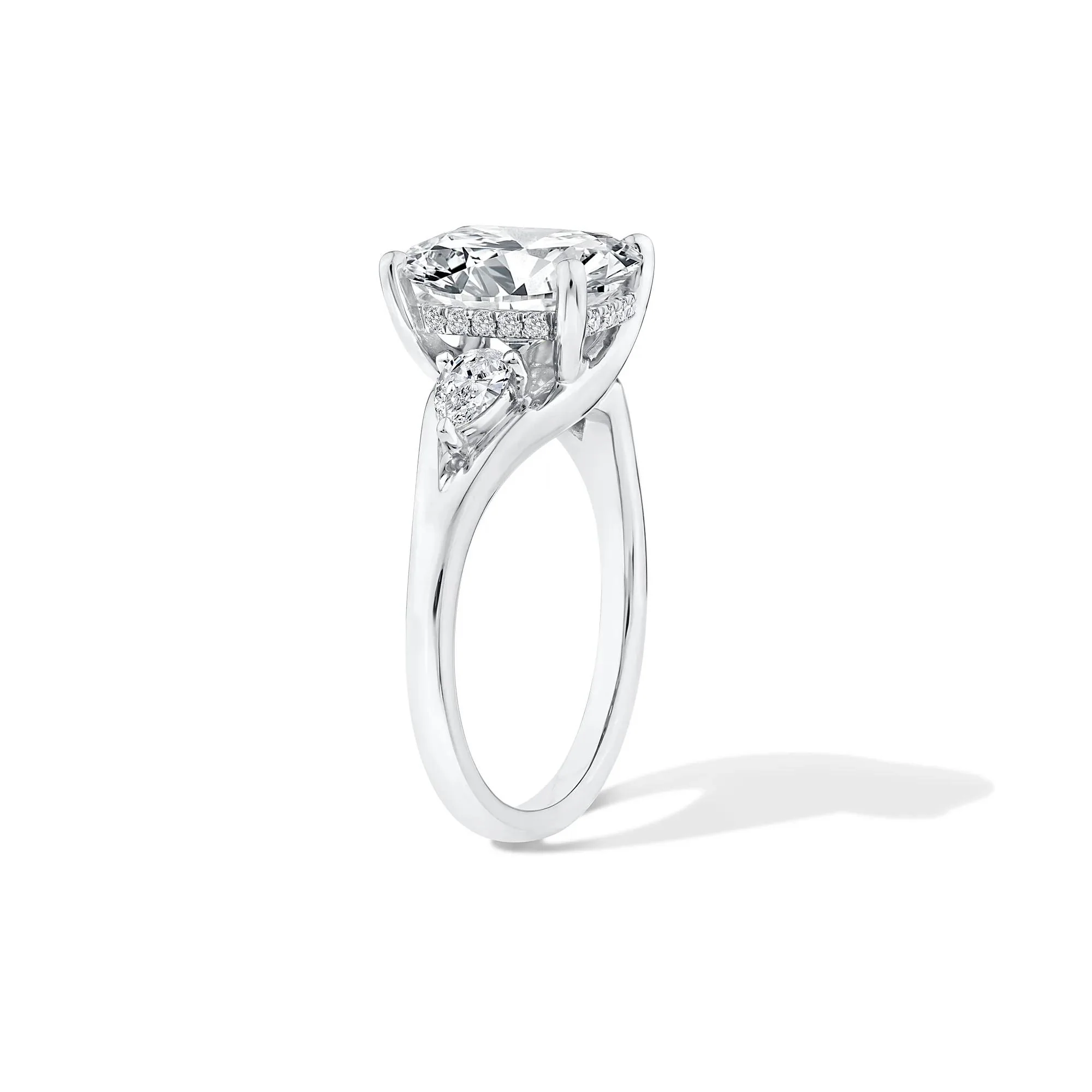 3 1/2 CT. Tw. Lab Grown Diamond Three-Stone Engagement Ring 14K White Gold Size 6 - Image 3