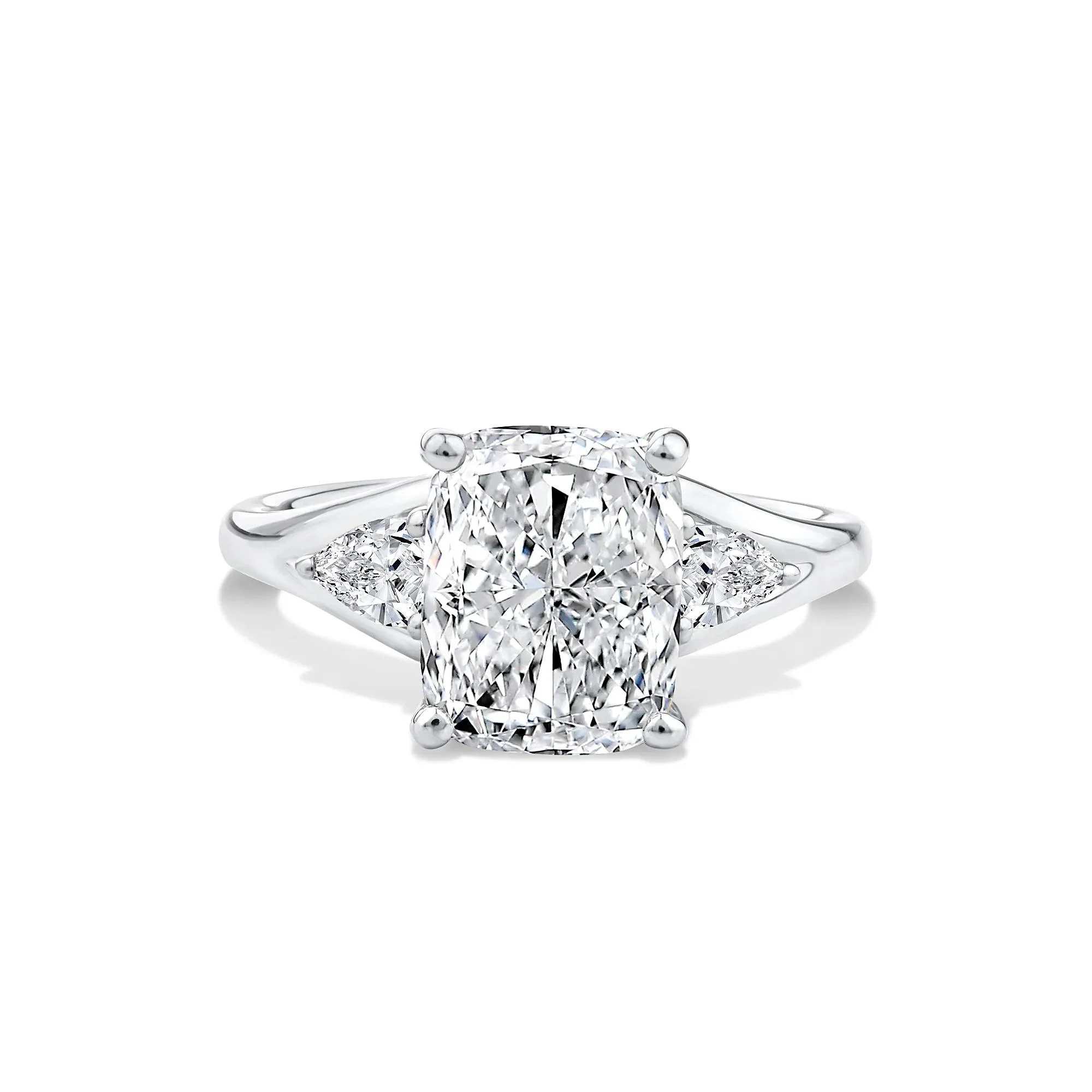3 1/2 CT. Tw. Lab Grown Diamond Three-Stone Engagement Ring 14K White Gold Size 7.5