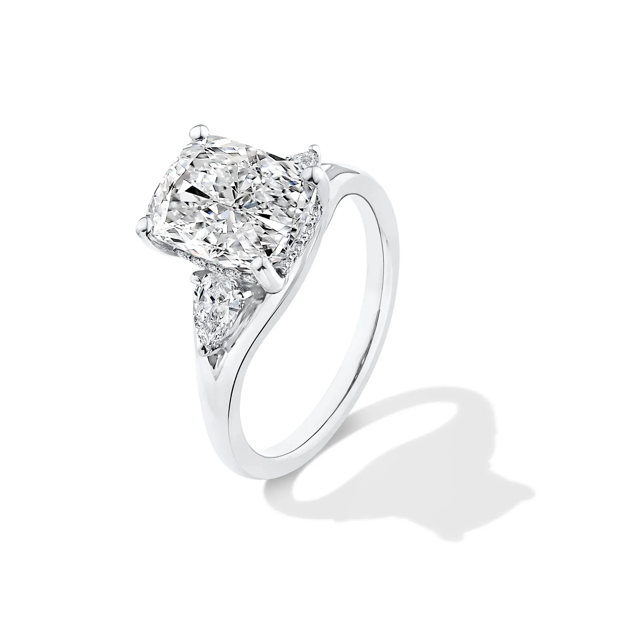 3 1/2 CT. Tw. Lab Grown Diamond Three-Stone Engagement Ring 14K White Gold Size 7.5 - Image 4