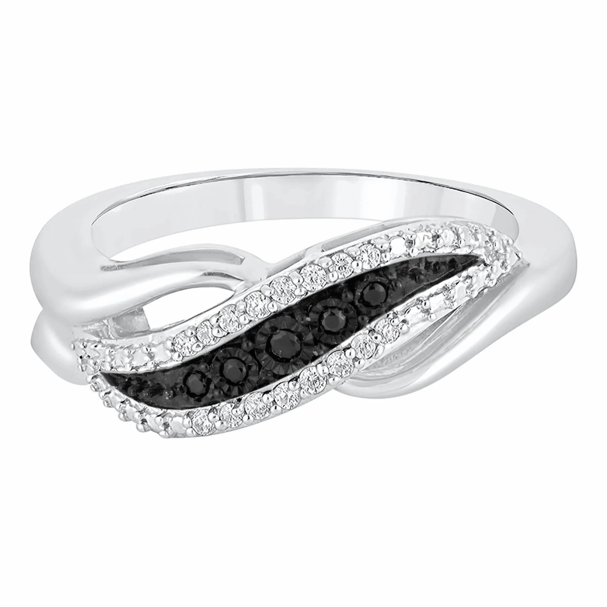 1/10 CT. Tw. Black & White Diamond Ring .925 Sterling Silver Size 7