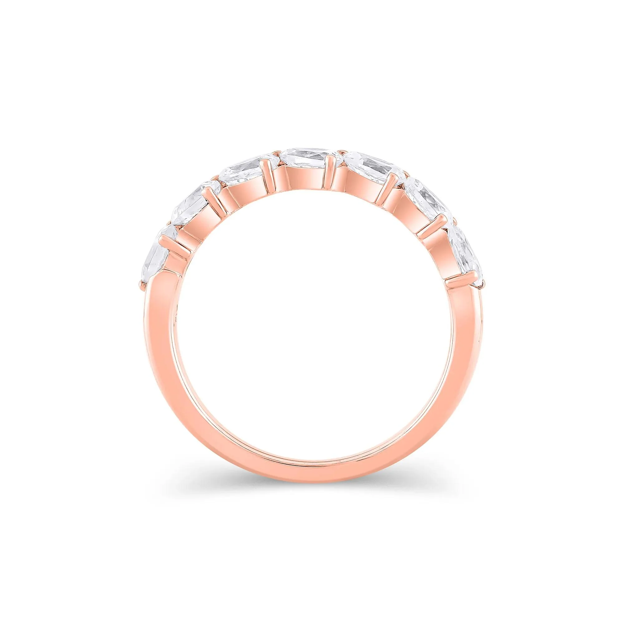 1 CT. Tw. Lab Grown Diamond Pear-Shaped Slant Anniversary Band Ring 10K Rose Gold Size 6 3mm - Image 2