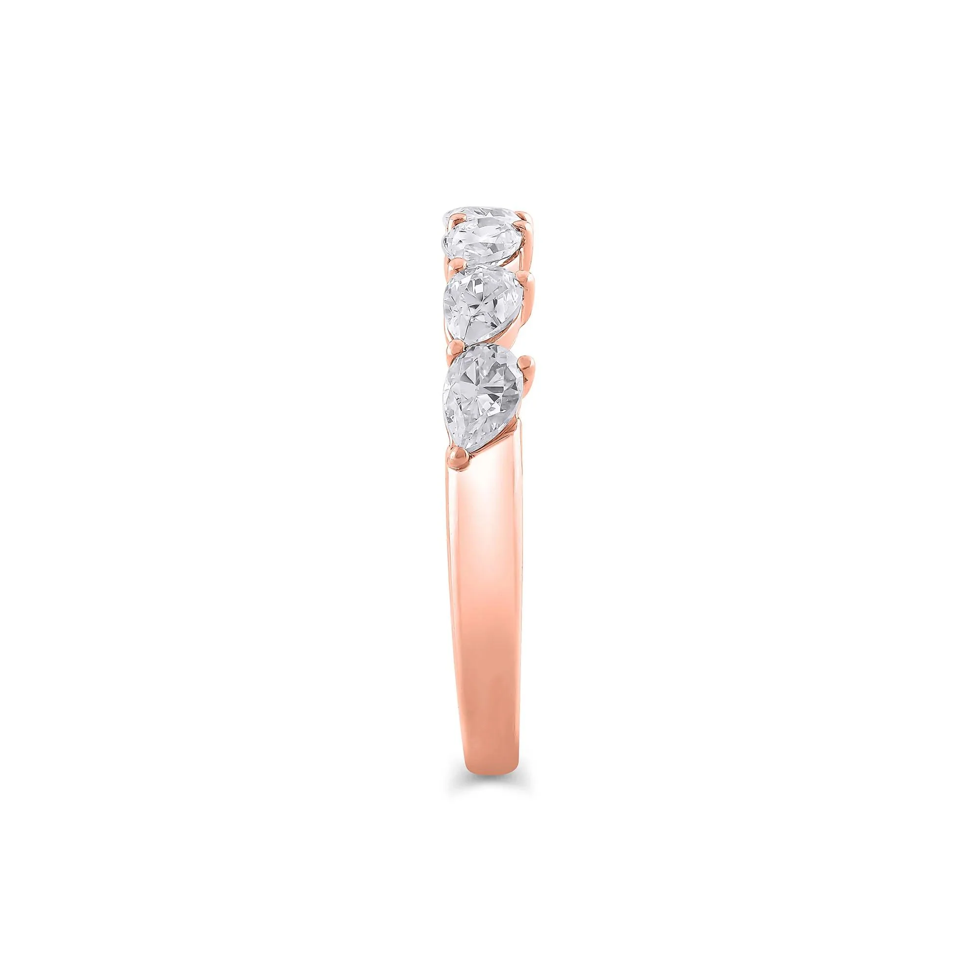 1 CT. Tw. Lab Grown Diamond Pear-Shaped Slant Anniversary Band Ring 10K Rose Gold Size 8 3mm - Image 3
