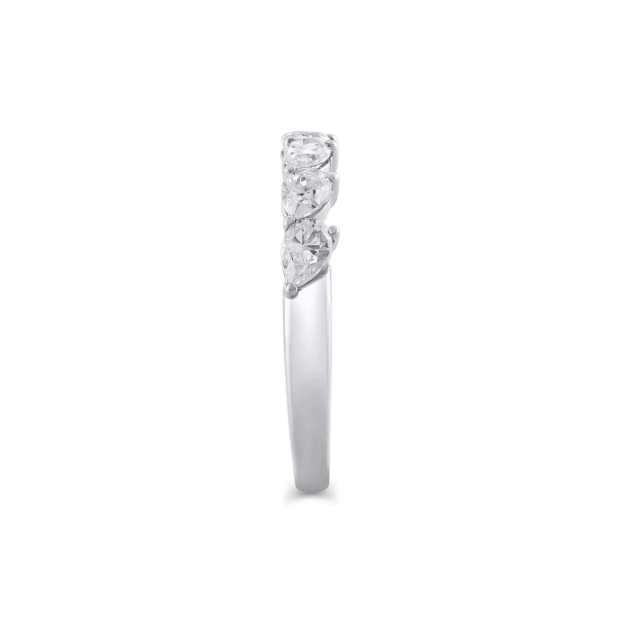 1 CT. Tw. Lab Grown Diamond Pear-Shaped Slant Anniversary Band Ring 10K White Gold Size 10 3mm - Image 3