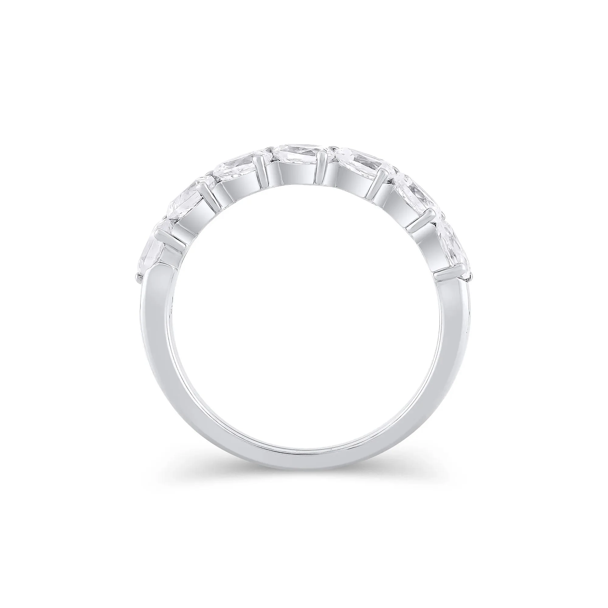 1 CT. Tw. Lab Grown Diamond Pear-Shaped Slant Anniversary Band Ring 10K White Gold Size 6.5 3mm - Image 2