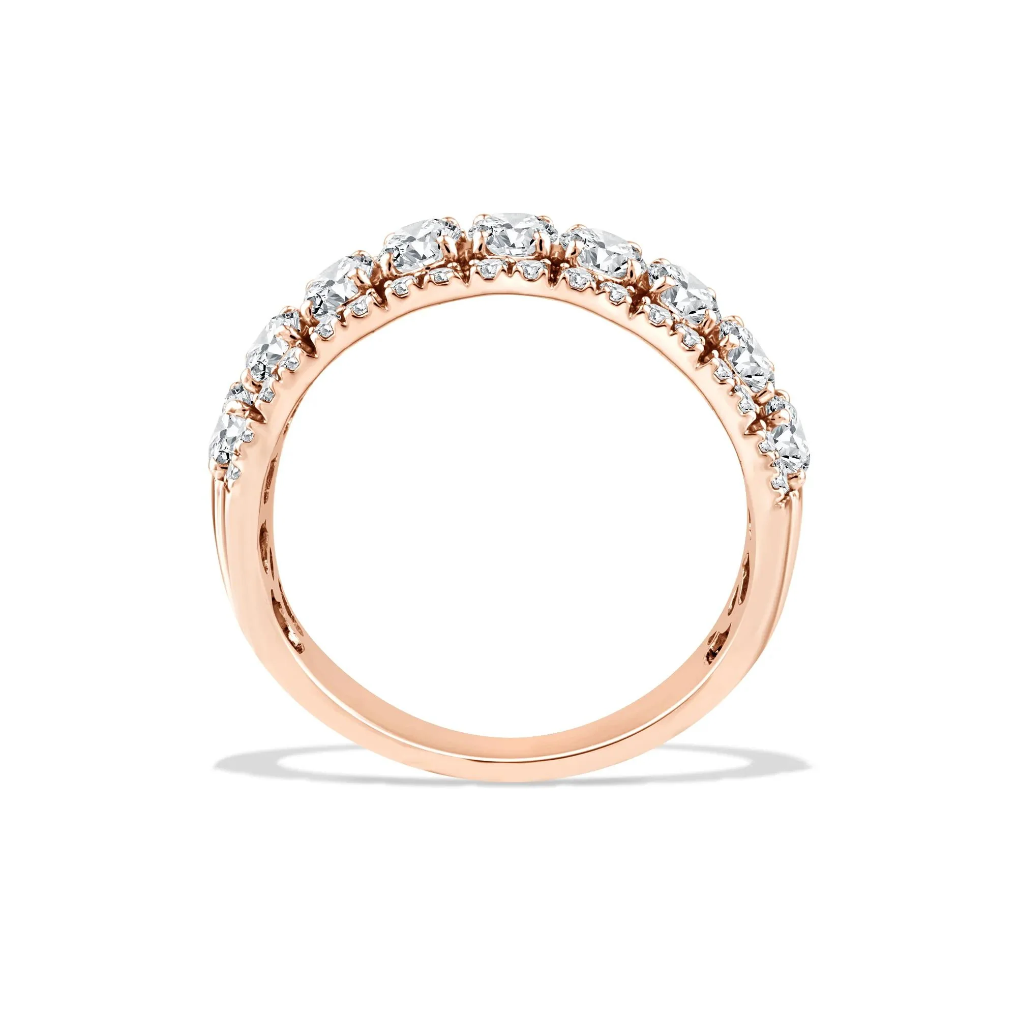 2 CT. Tw. Lab Grown Diamond Oval Multi-Row Anniversary Band Ring 10K Rose Gold Size 7 - Image 2