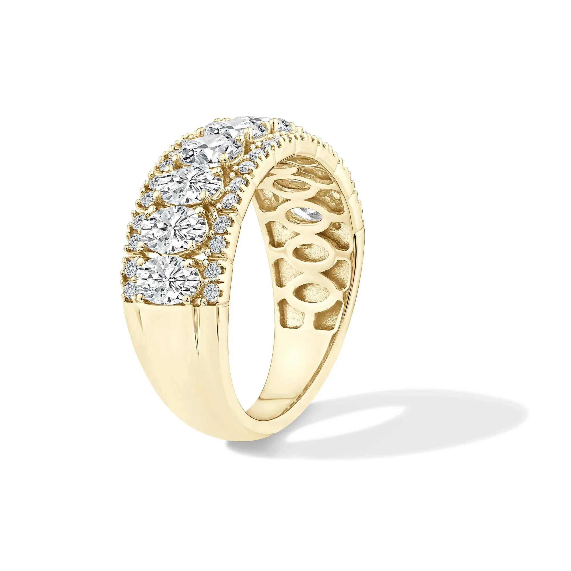 2 CT. Tw. Lab Grown Diamond Oval Multi-Row Anniversary Band Ring 10K Yellow Gold Size 7 - Image 3