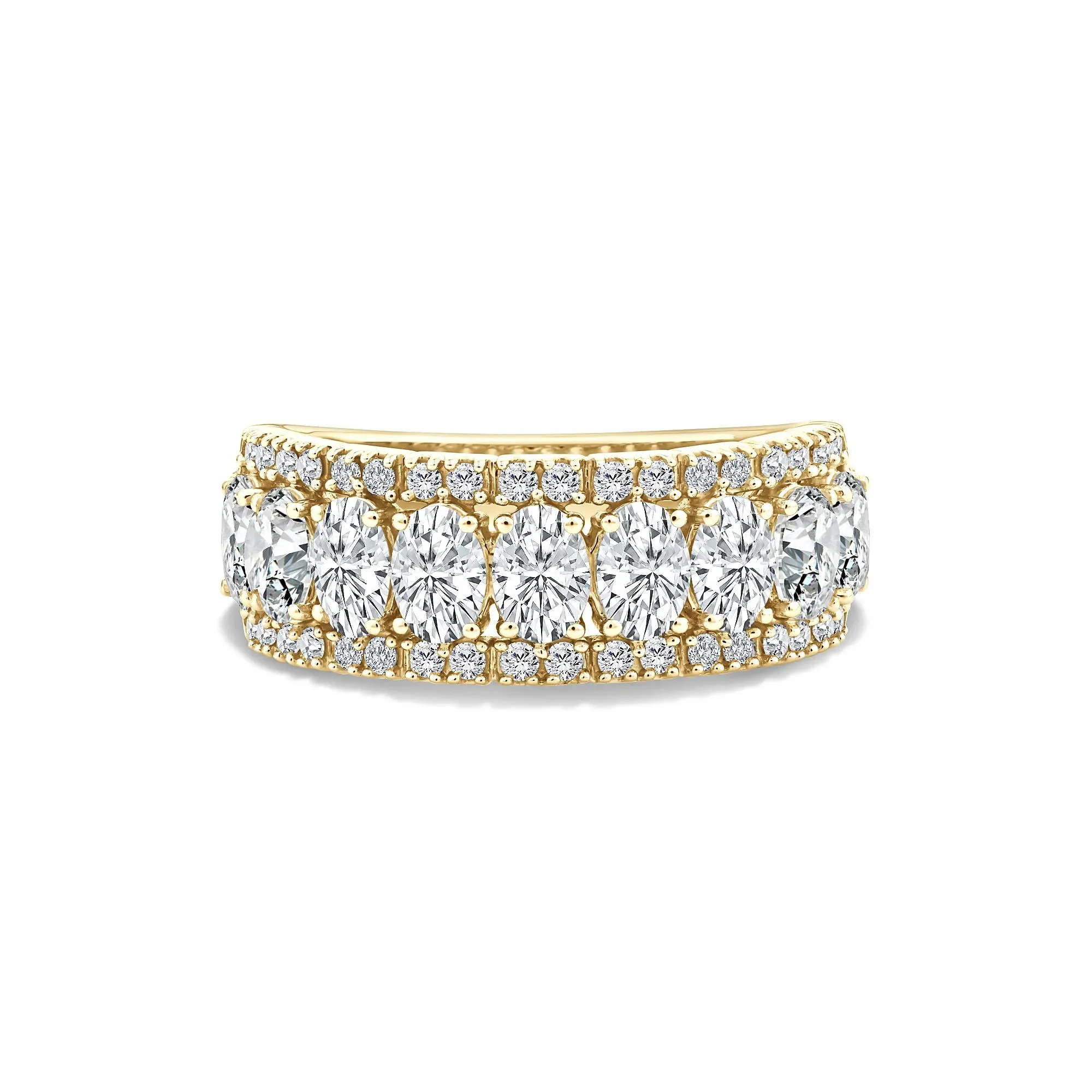 2 CT. Tw. Lab Grown Diamond Oval Multi-Row Anniversary Band Ring 10K Yellow Gold Size 8