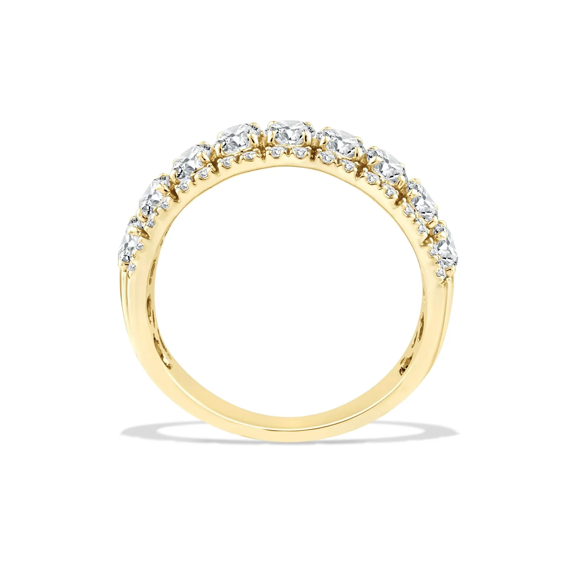 2 CT. Tw. Lab Grown Diamond Oval Multi-Row Anniversary Band Ring 10K Yellow Gold Size 9 - Image 2