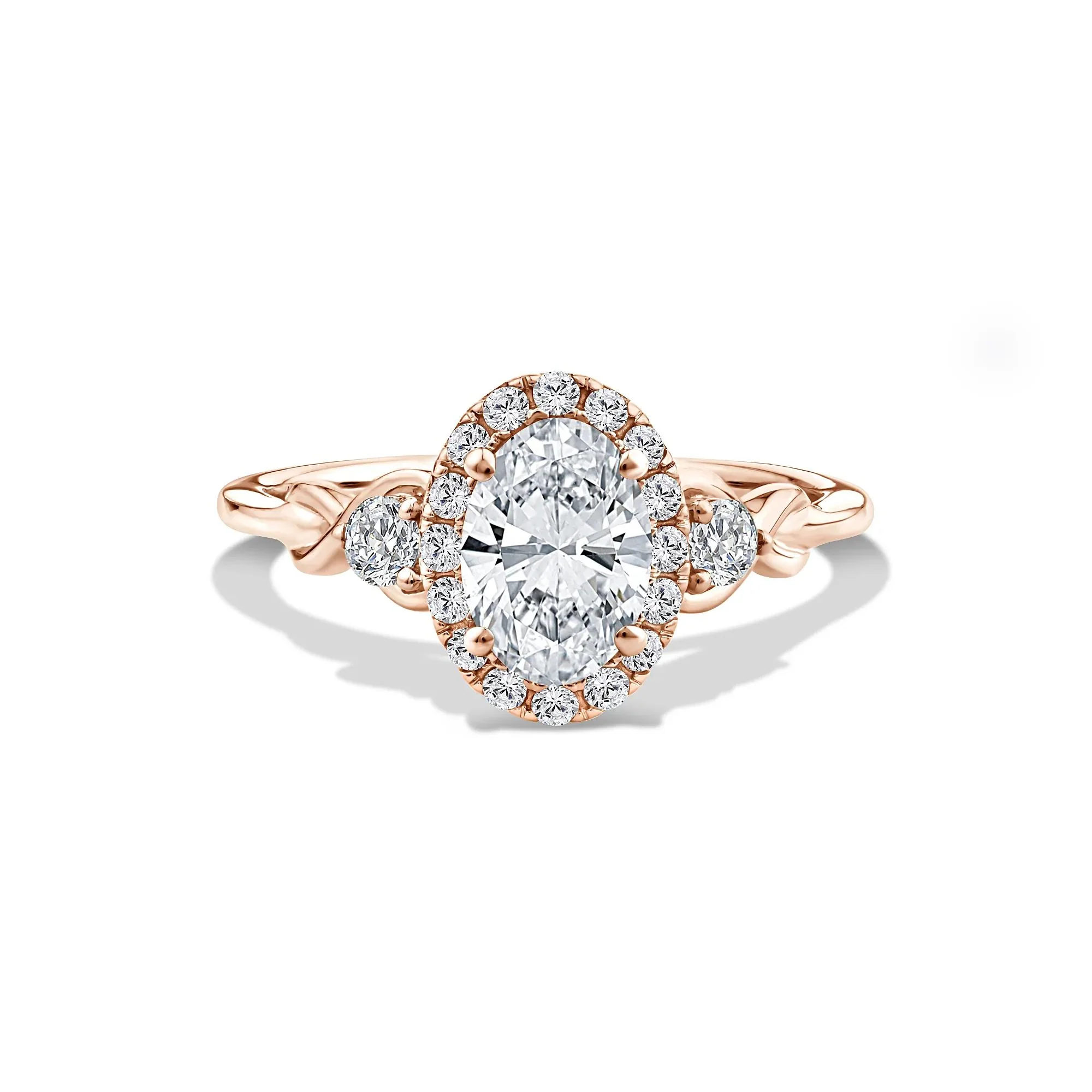 1/3 CT. Tw. Lab Grown Diamond Oval Engagement Ring 10K Rose Gold Size 7