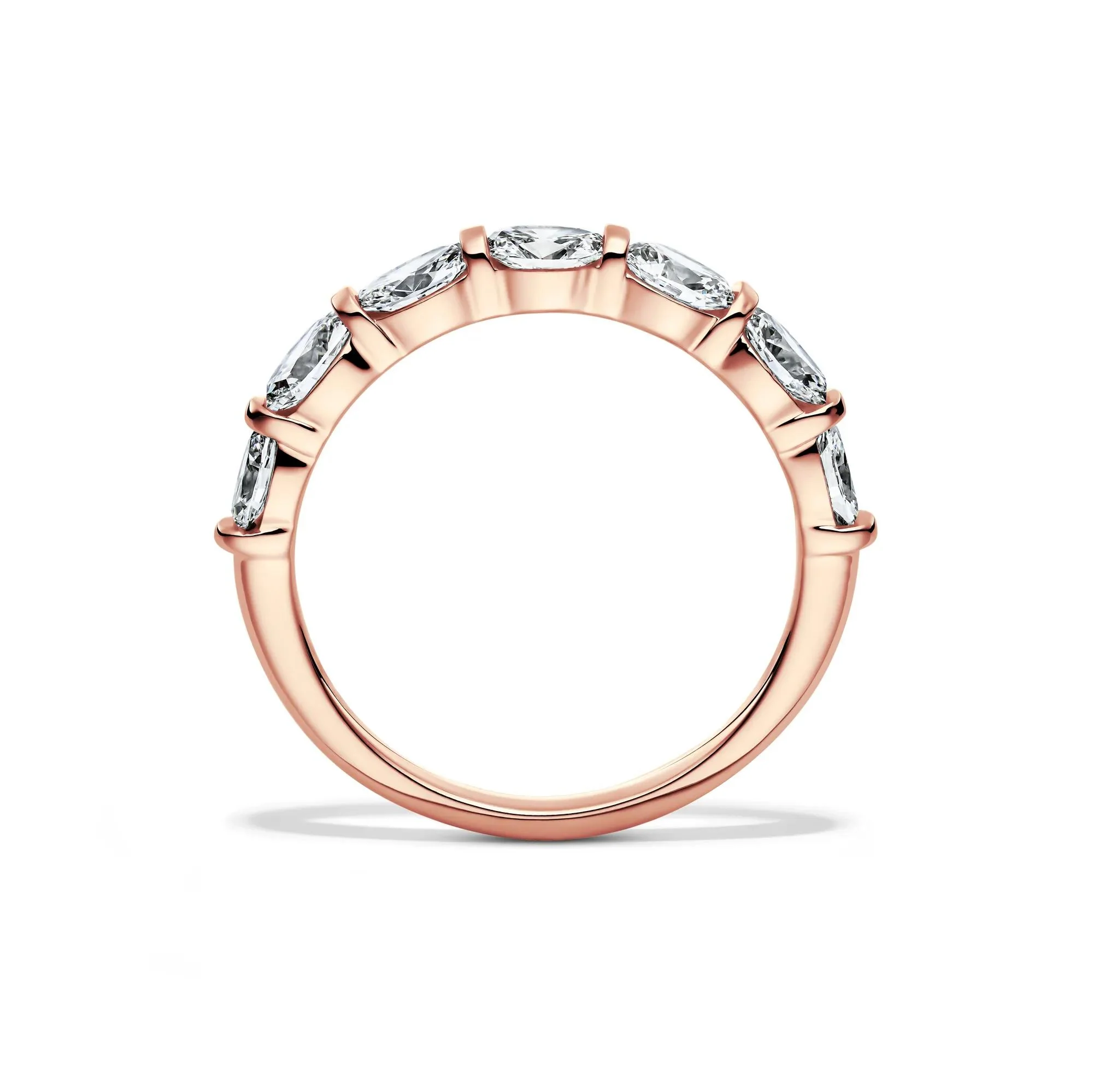 1 CT. Tw. Lab Grown Diamond Oval Bar Set Anniversary Band Ring 14K Rose Gold Size 8.5 2mm - Image 2