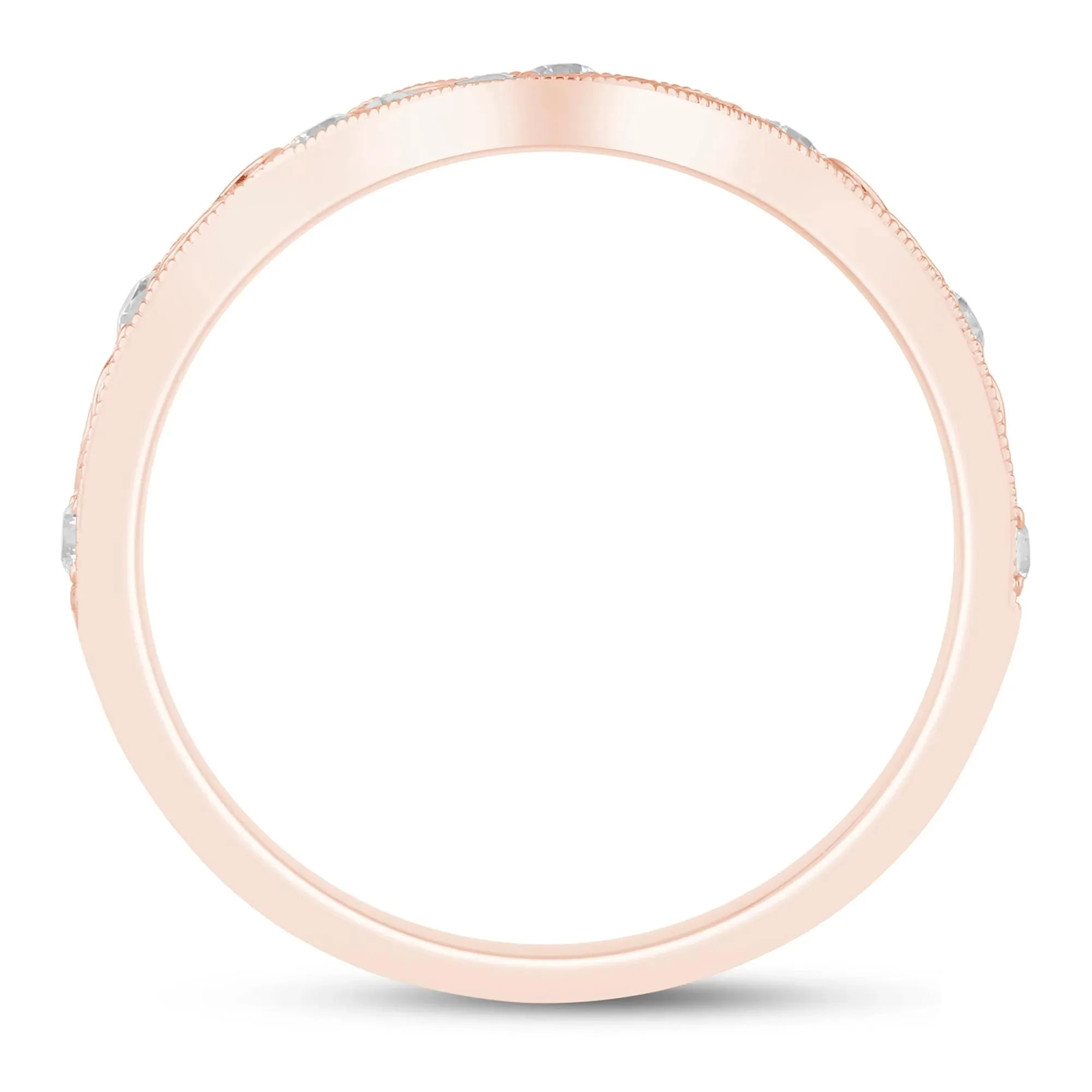 1/7 CT. Tw. Lab Grown Diamond Engraved Contour Band Ring 14K Rose Gold Size 6 2mm - Image 2