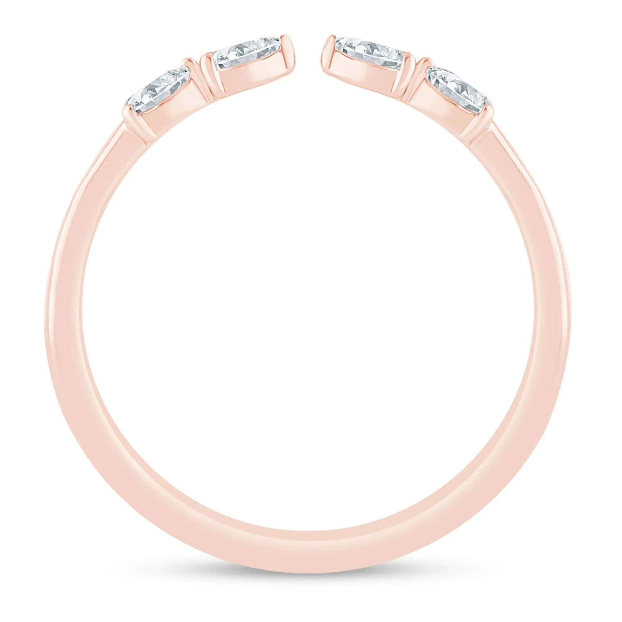1/7 CT. Tw. Pear-Shaped Lab Grown Diamond Open Anniversary Band Ring 14K Rose Gold Size 5.5 2mm - Image 2