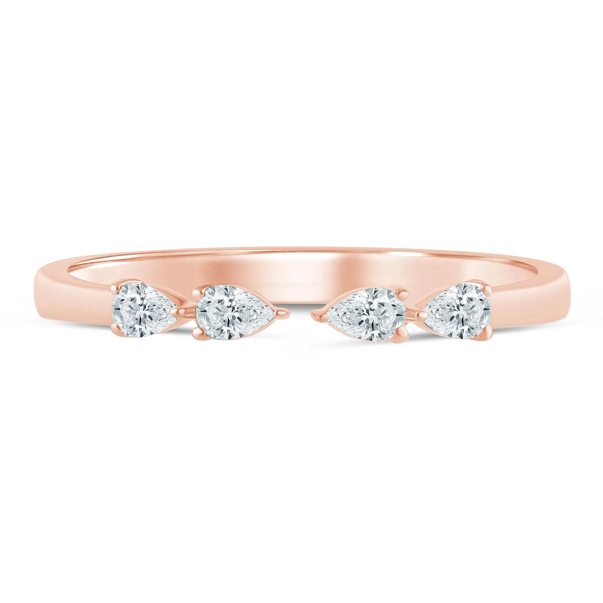 1/7 CT. Tw. Pear-Shaped Lab Grown Diamond Open Anniversary Band Ring 14K Rose Gold Size 6 2mm
